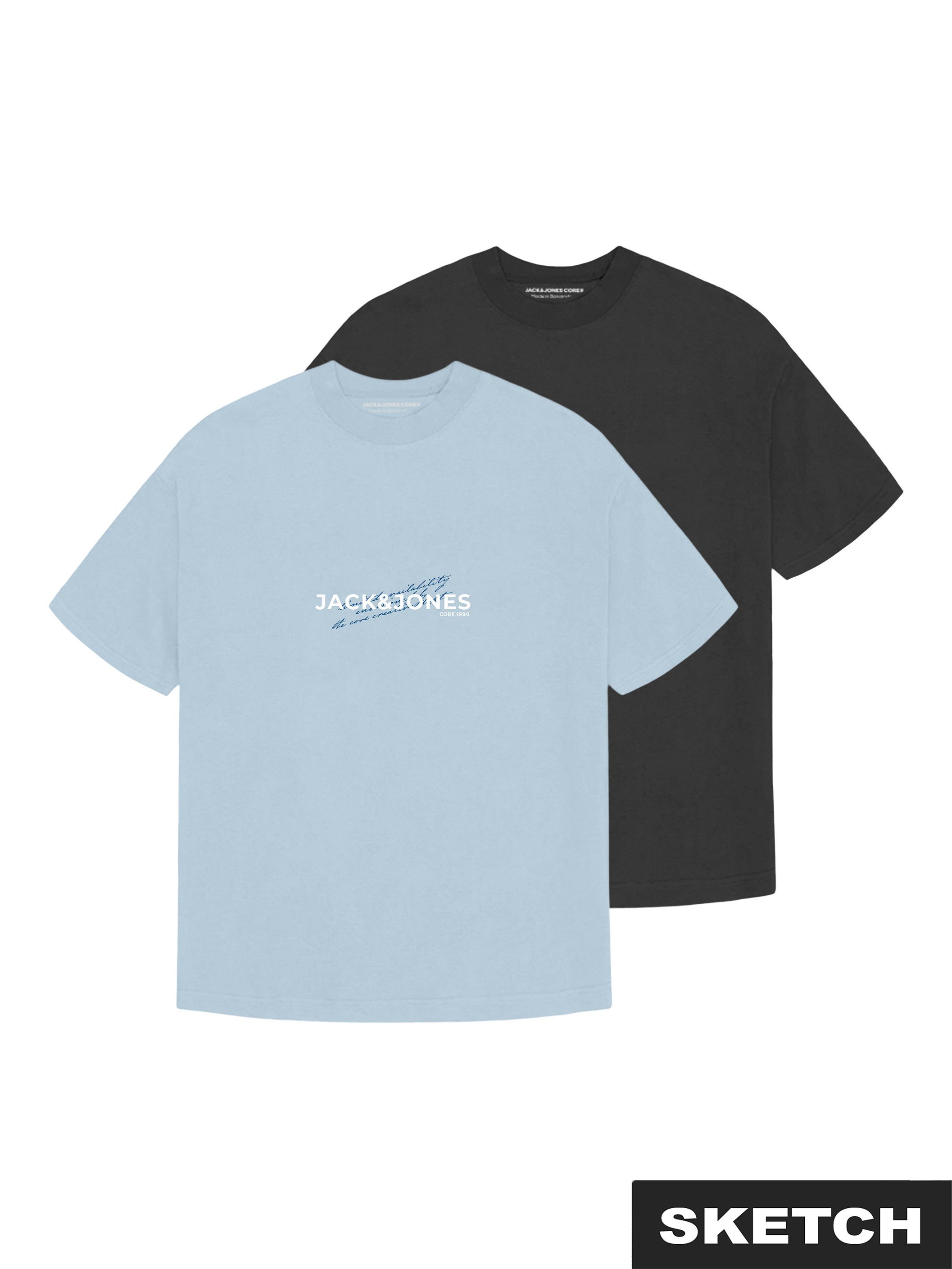 Jack & Jones Junior Rundhalsshirt JCOETERNA FRONT PRINT TEE SS 2PK MP JNR (Packung, 2-tlg) Baumwolle, regular fit