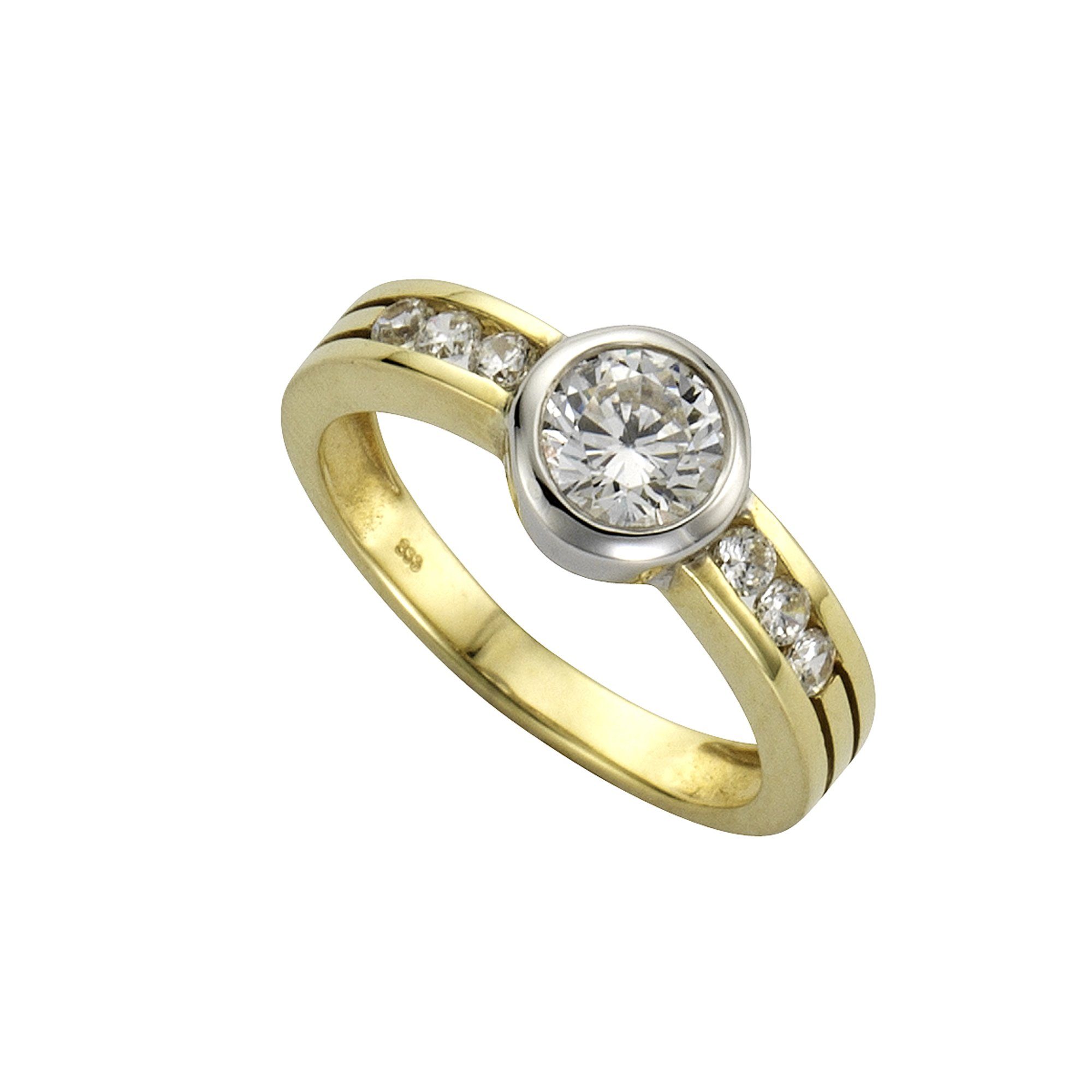 CELESTA Fingerring 375/- Gelbgold 2farbig Zirkonia