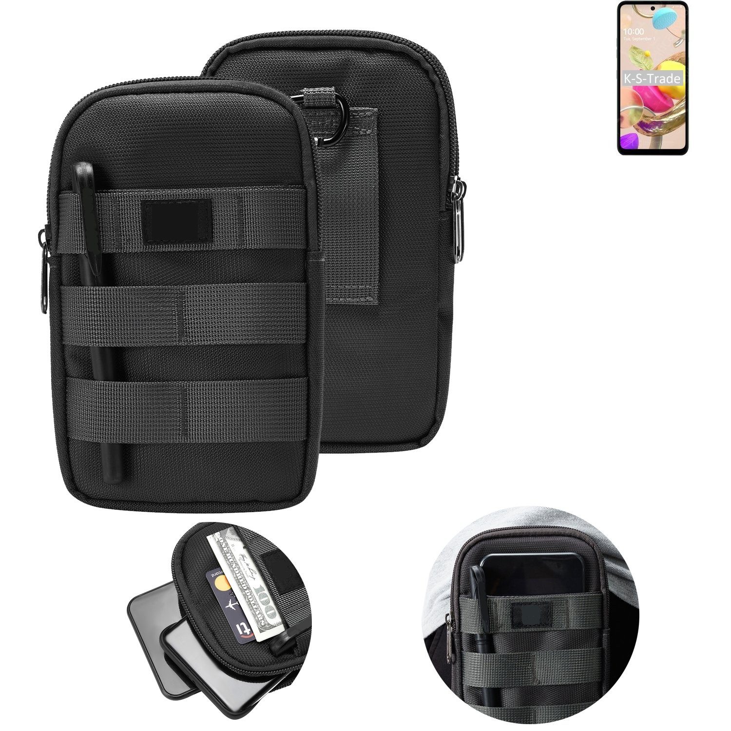 K-S-Trade Handyhülle für LG Electronics K42, Holster Gürtel Tasche Handy Tasche Schutz Hülle dunkel-grau viele