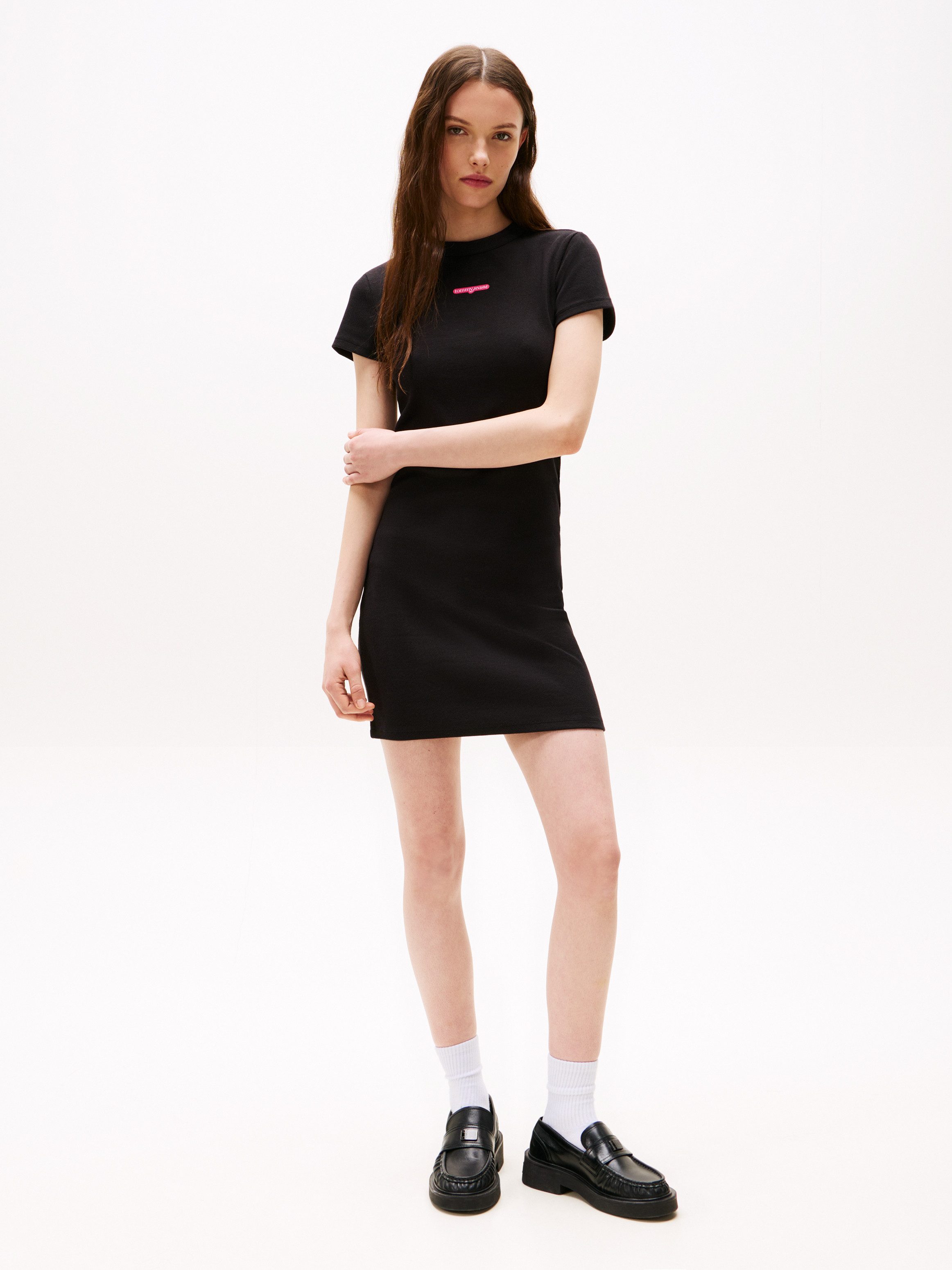 Tommy Jeans Jerseykleid TJW SCRIPT MINI RIB DRESS EXT günstig online kaufen