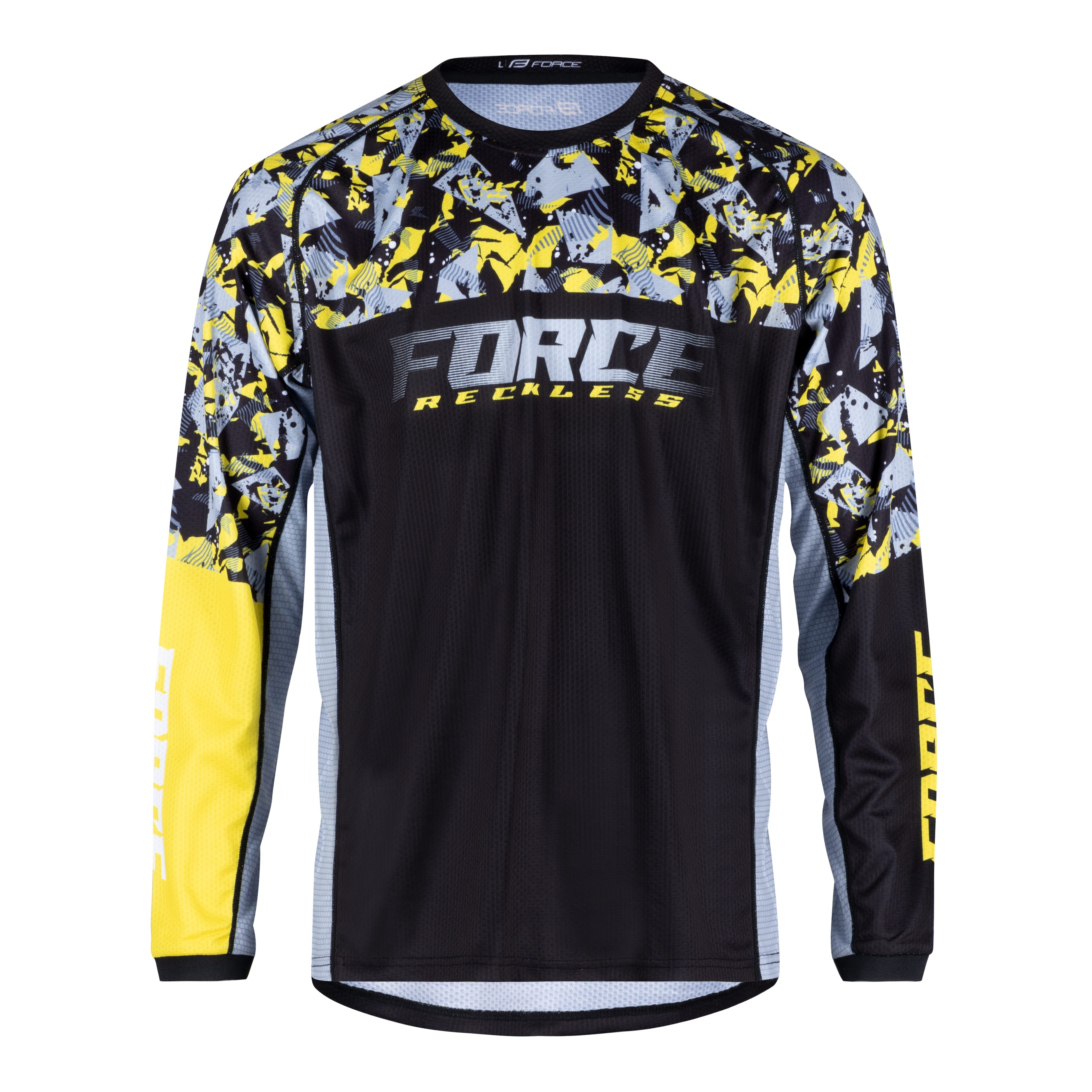 FORCE Radtrikot Force MTB Jersey Downhill Trikot Reckless Gelb