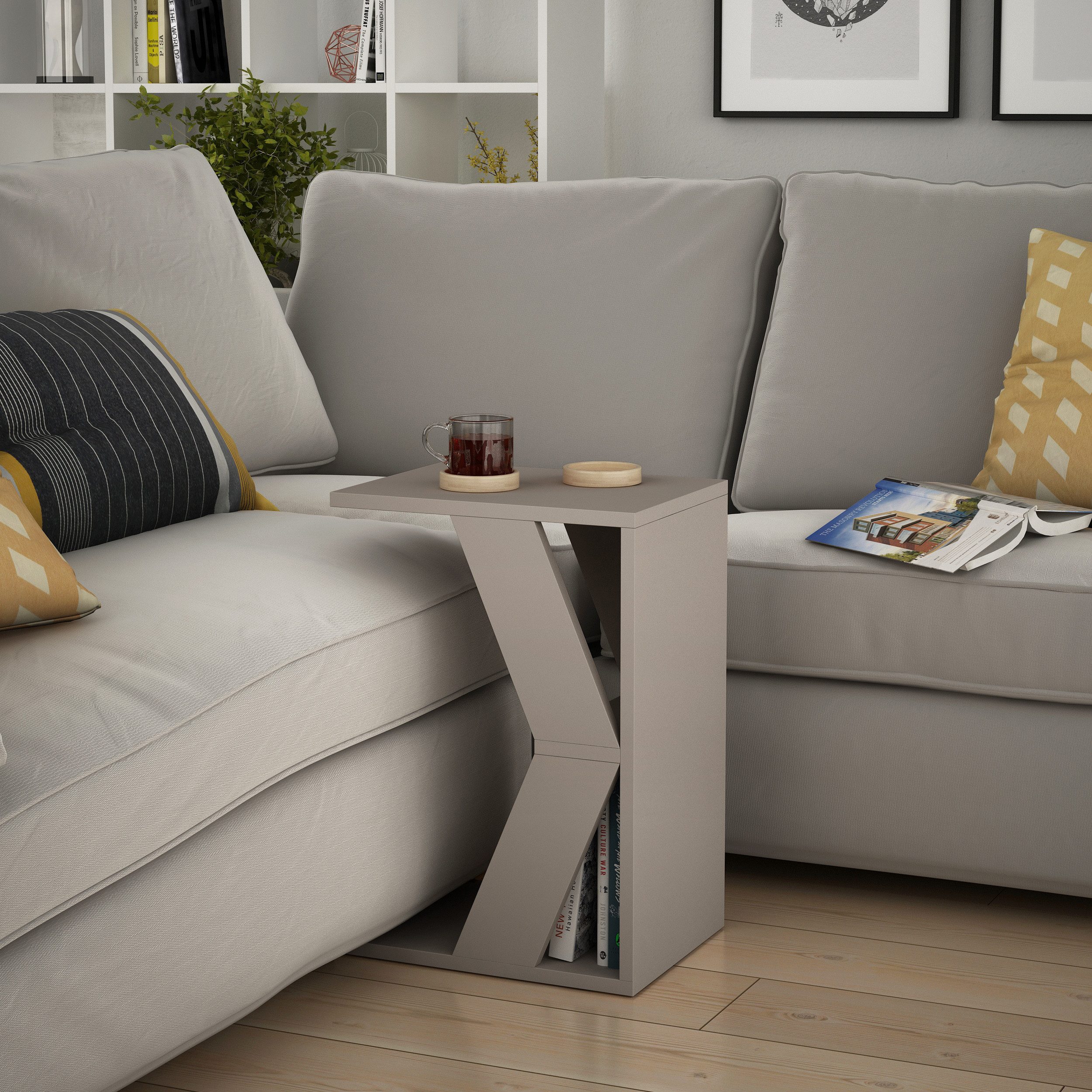 Decortie Beistelltisch Naze (pack, 1 Tisch), Moderner C-Modell Beistelltisch, Mehrzweck, 40 x 30 x 57 cm