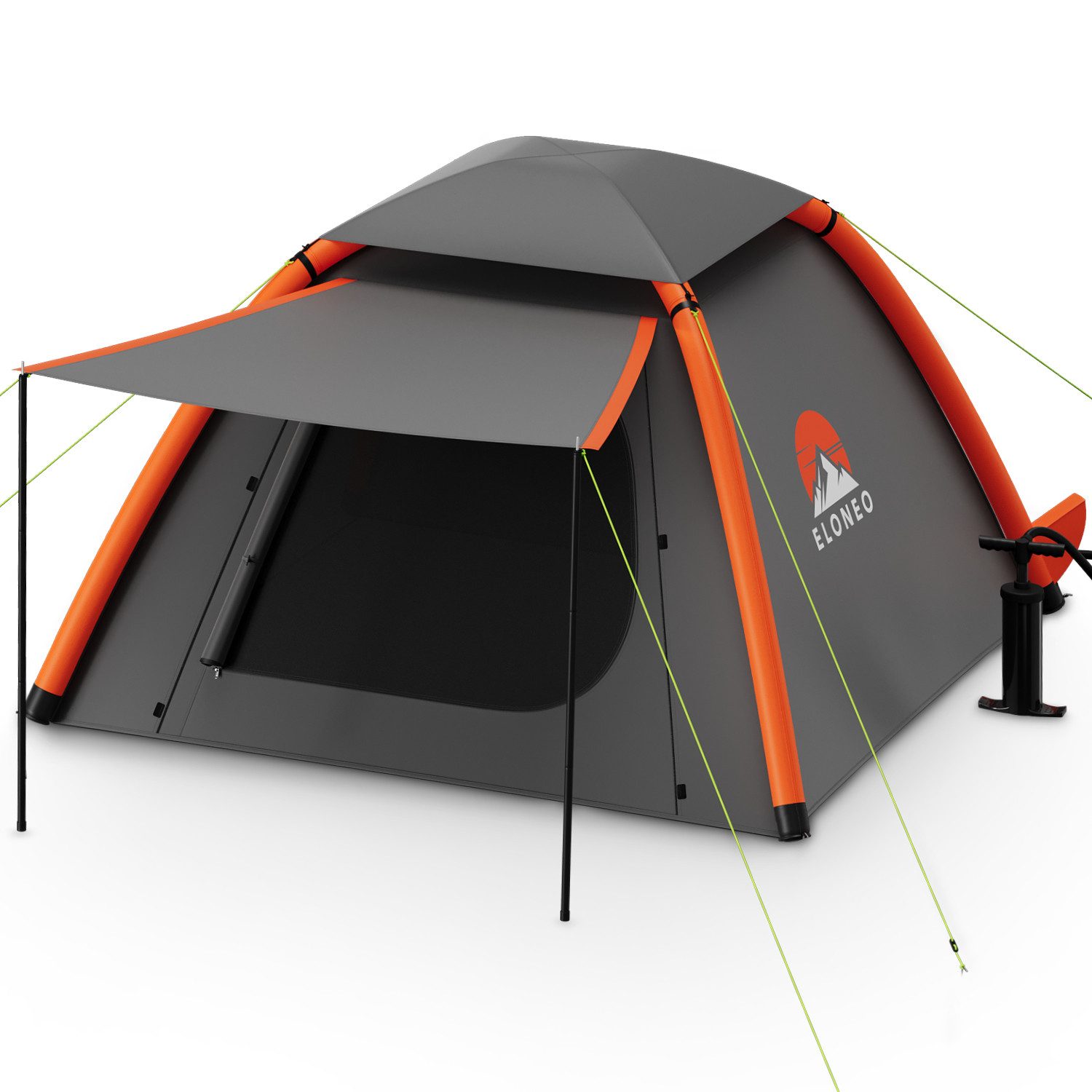 aufblasbares Zelt mit Vordach & Luftpumpe, 1-4 Personen, Camping Zelt, Luftzelt