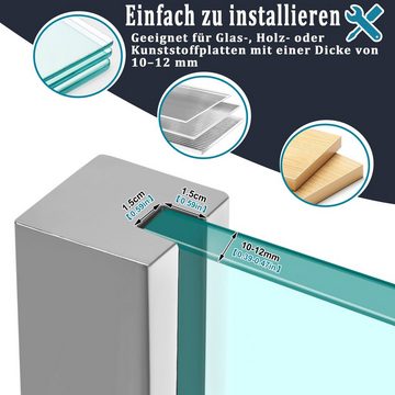 AUFUN Zaun Glas Geländerpfosten Glashalter Edelstahl Silber Glasklemme, 10-12mm, (Glas-Geländerpfosten, Glas-Balustradenpfosten), Sichtschutz, Windschutz für Gehärtetes Glas Werden 85cm / 95cm