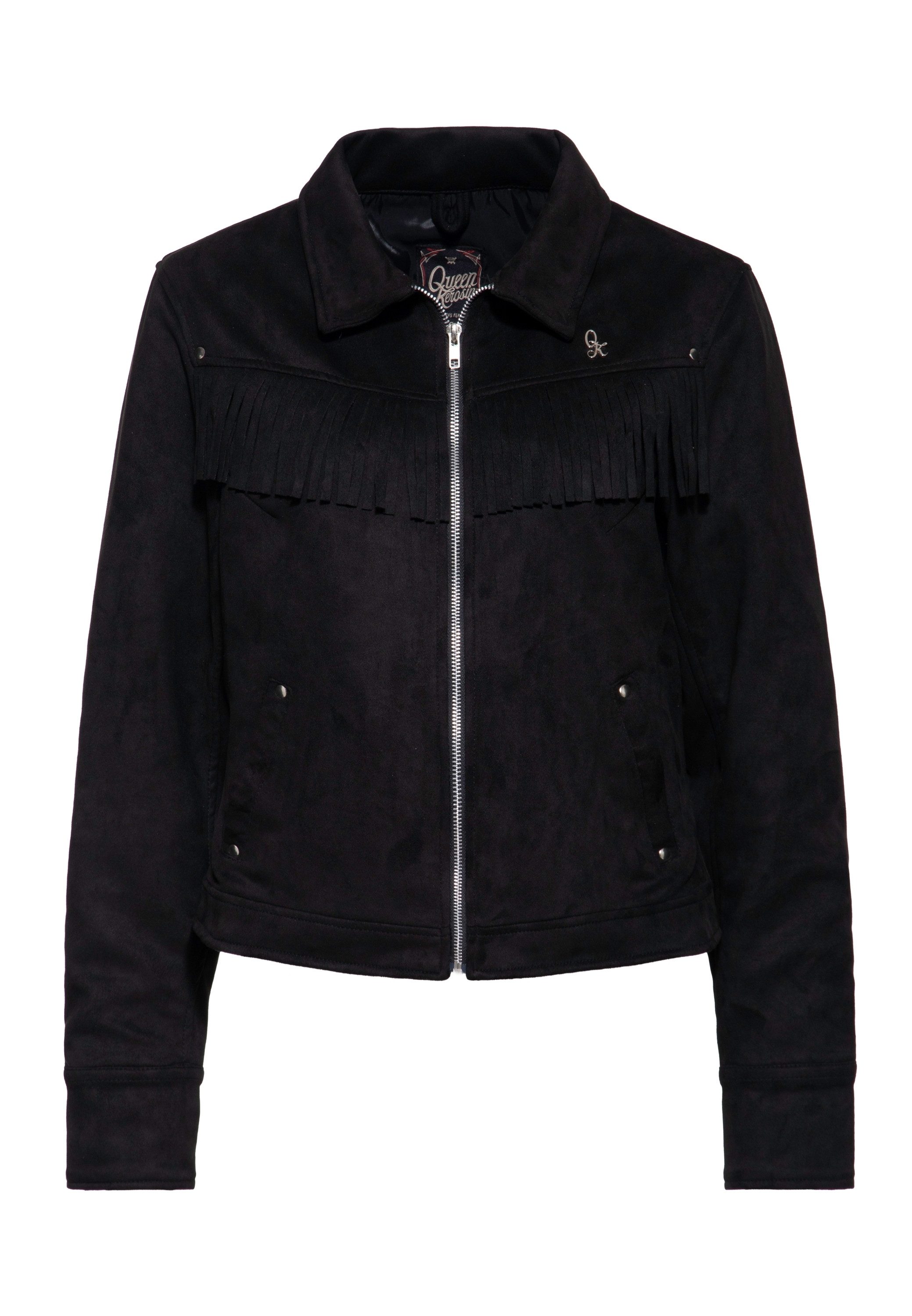 QueenKerosin Collegejacke (1-St) mit Fransen