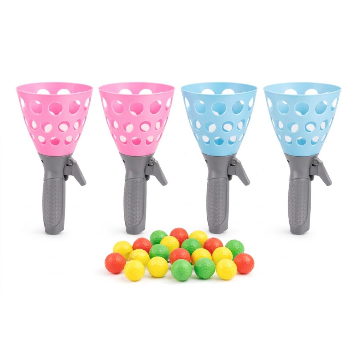 R2 Invest Spiel Fangspiel Set mit 4 Catchern und 20 Bällen Kinder Outdoor Spiel