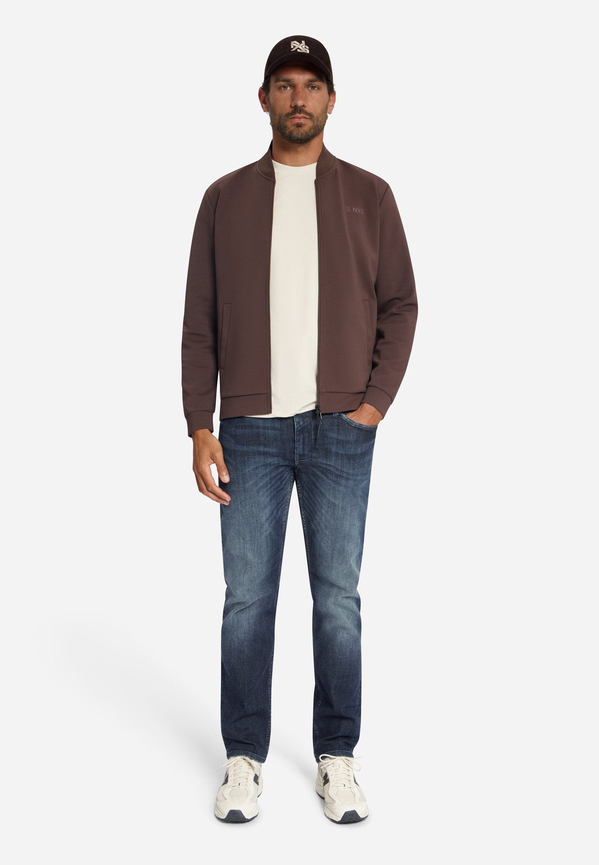 NO EXCESS Sweatjacke Sweater Full Zip Bomber Collar - Bomber Zipjacke