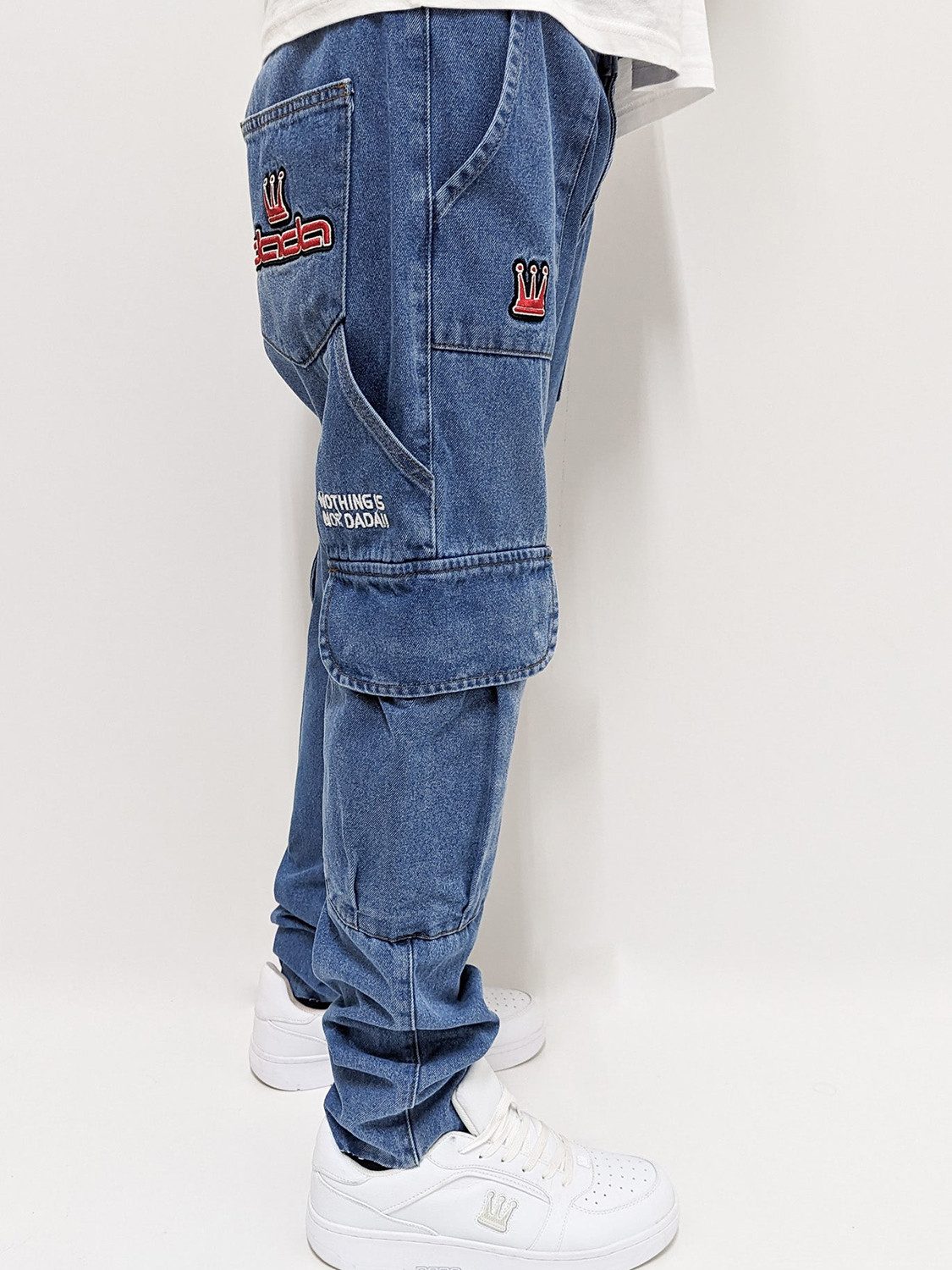 DADA Supreme Regular-fit-Jeans Baggy Denim Pants mit Logo Stitching Worker Slim Worker Slim Cargo