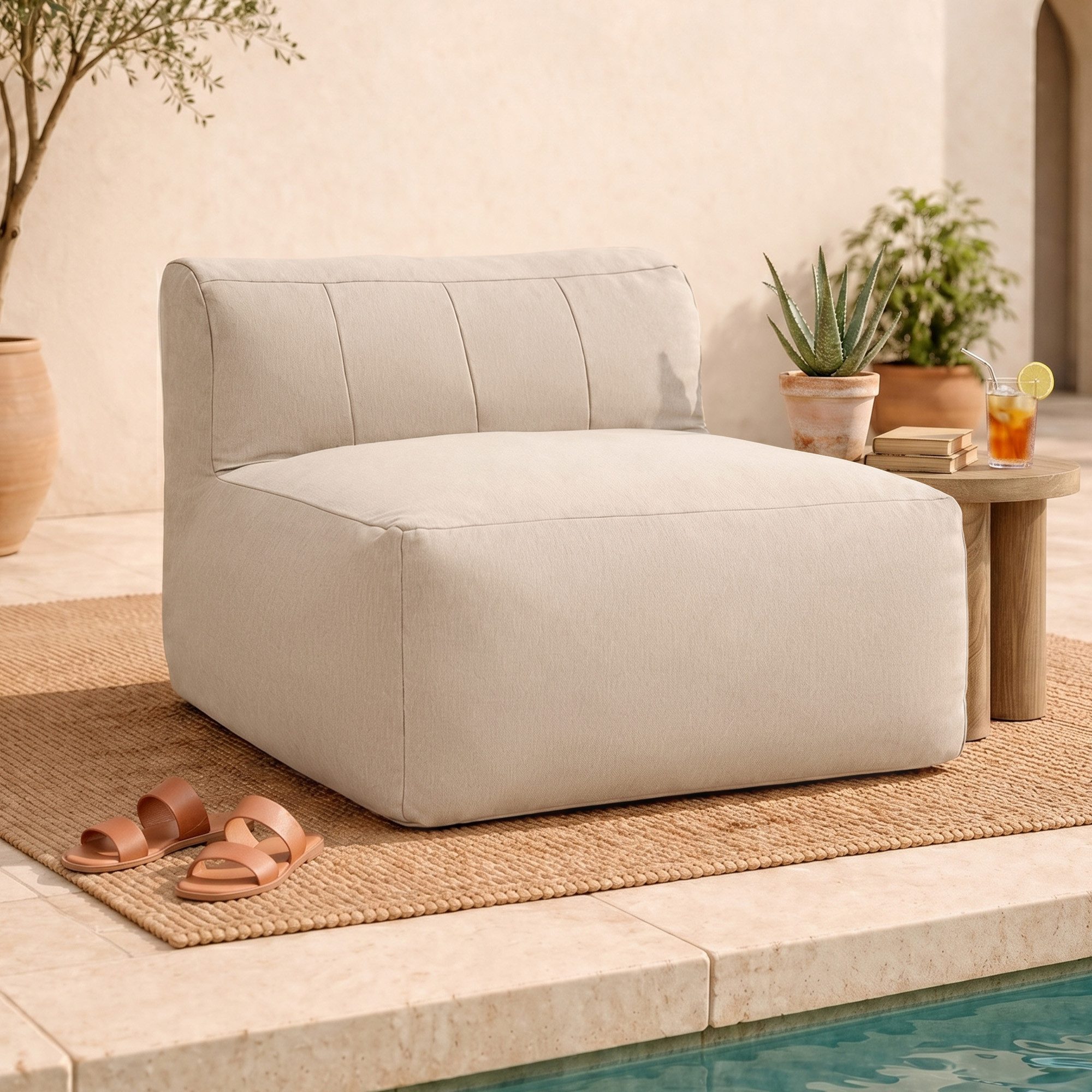 icon Sitzsack Modulares Sessel aus Olefin „ZEN“, Schaumstoff Füllung, für Wohnzimmer, für den Außenbereich, wetterfest