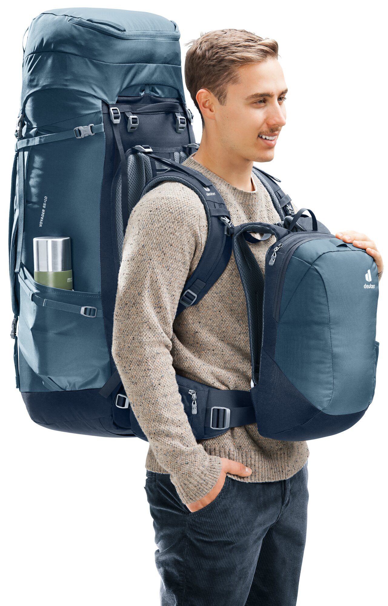 deuter Reiserucksack Voyager 65+10 (2-tlg), für ausgedehnte Touren, 75 Liter Volumen, mit Contact-Rückensystem