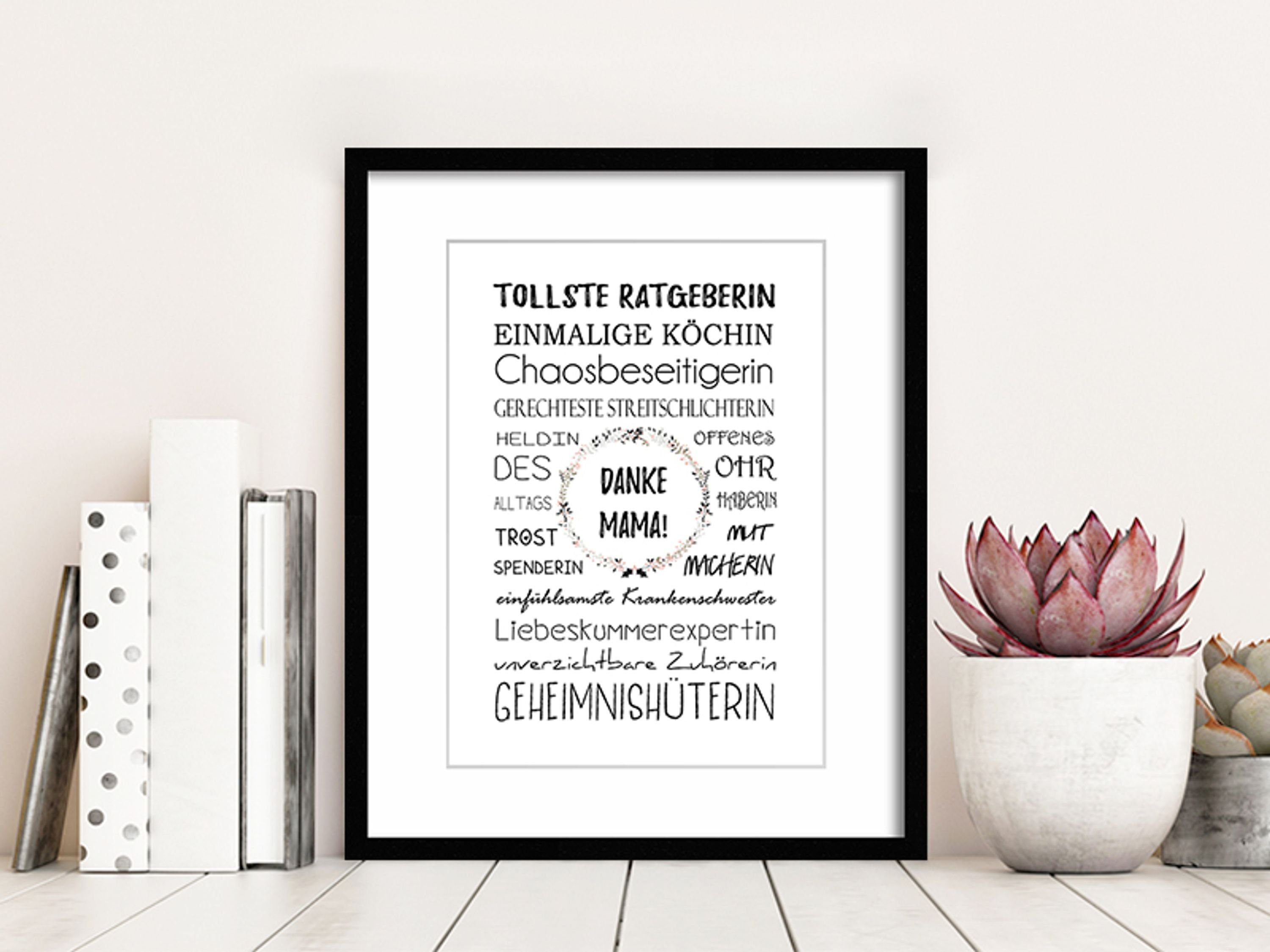 Mutter Poster Zitate Geschenk-Idee Sprüche Mama Bild mit Danke, Sprüche: Mama artissimo und DinA4 Poster Spruch