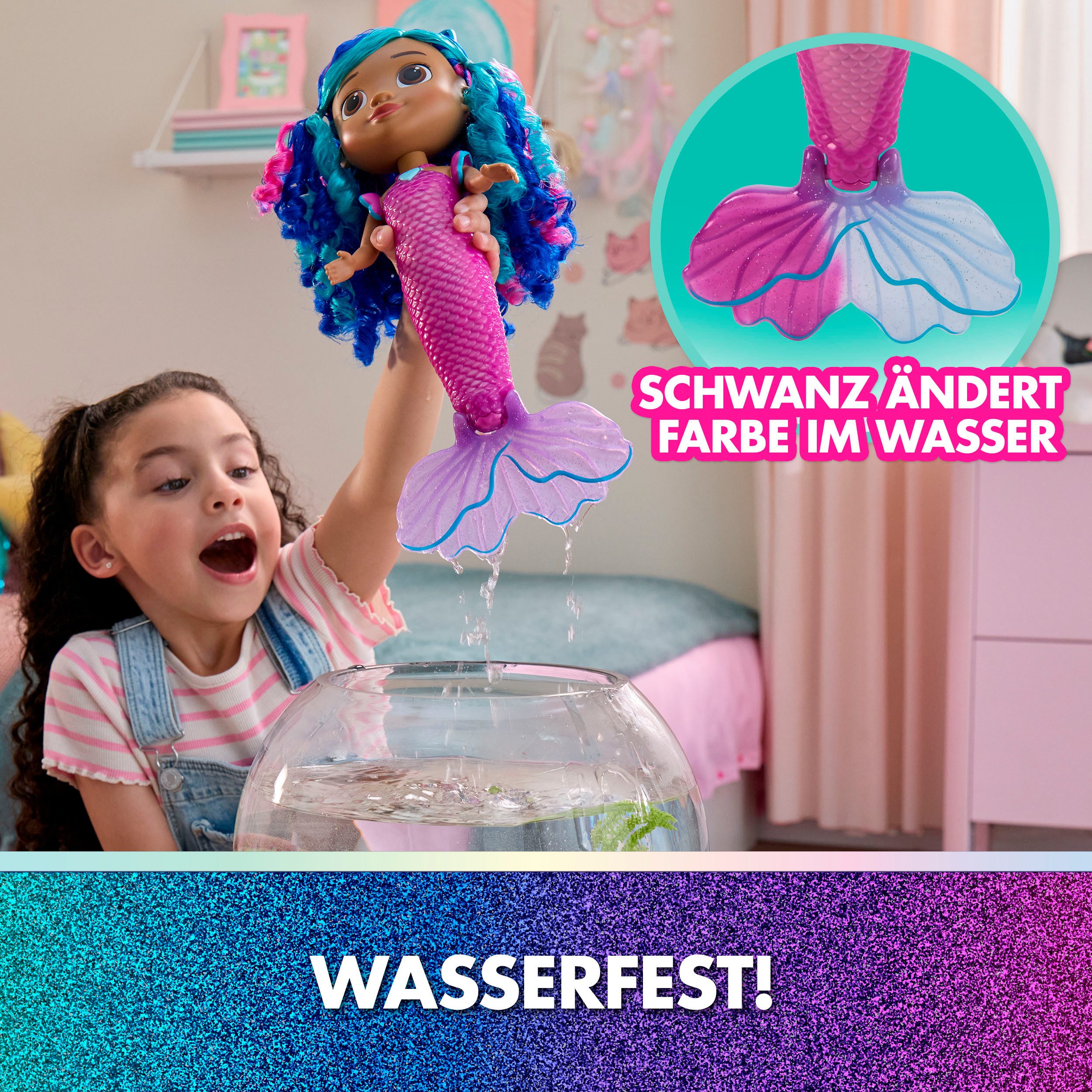 Spin Master Meerjungfrauenpuppe Gabby’s Dollhouse: Der Film – Sing & Shine Meerjungfrau Gabby, mit Licht und Sound