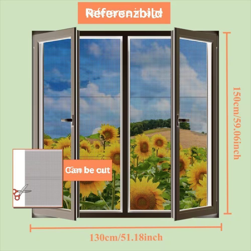 Montegoni Fliegengitter-Gewebe Magnet Fliegengitter Fenster zuschneidbar Moskitonetz ohne Bohren, (Einzelstück Fenster Netz, 1 Stück Fliegengitter Set), Ohne Bohren, magnetisch zuschneidbar, luftdurchlässig