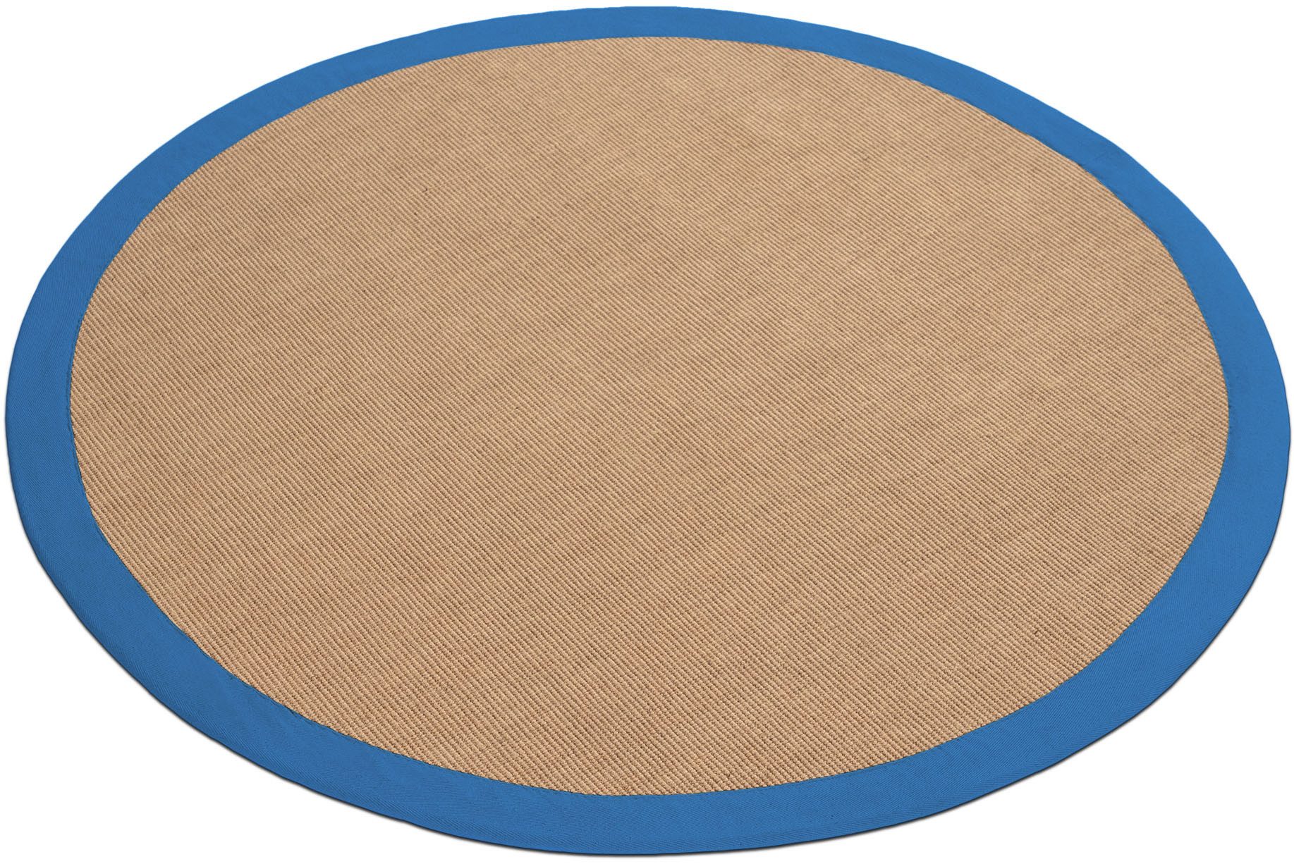 carpetfine Sisalteppich Sisal, rund, Höhe: 5 mm, mit farbiger Bordüre, Anti-Rutsch Rückseite