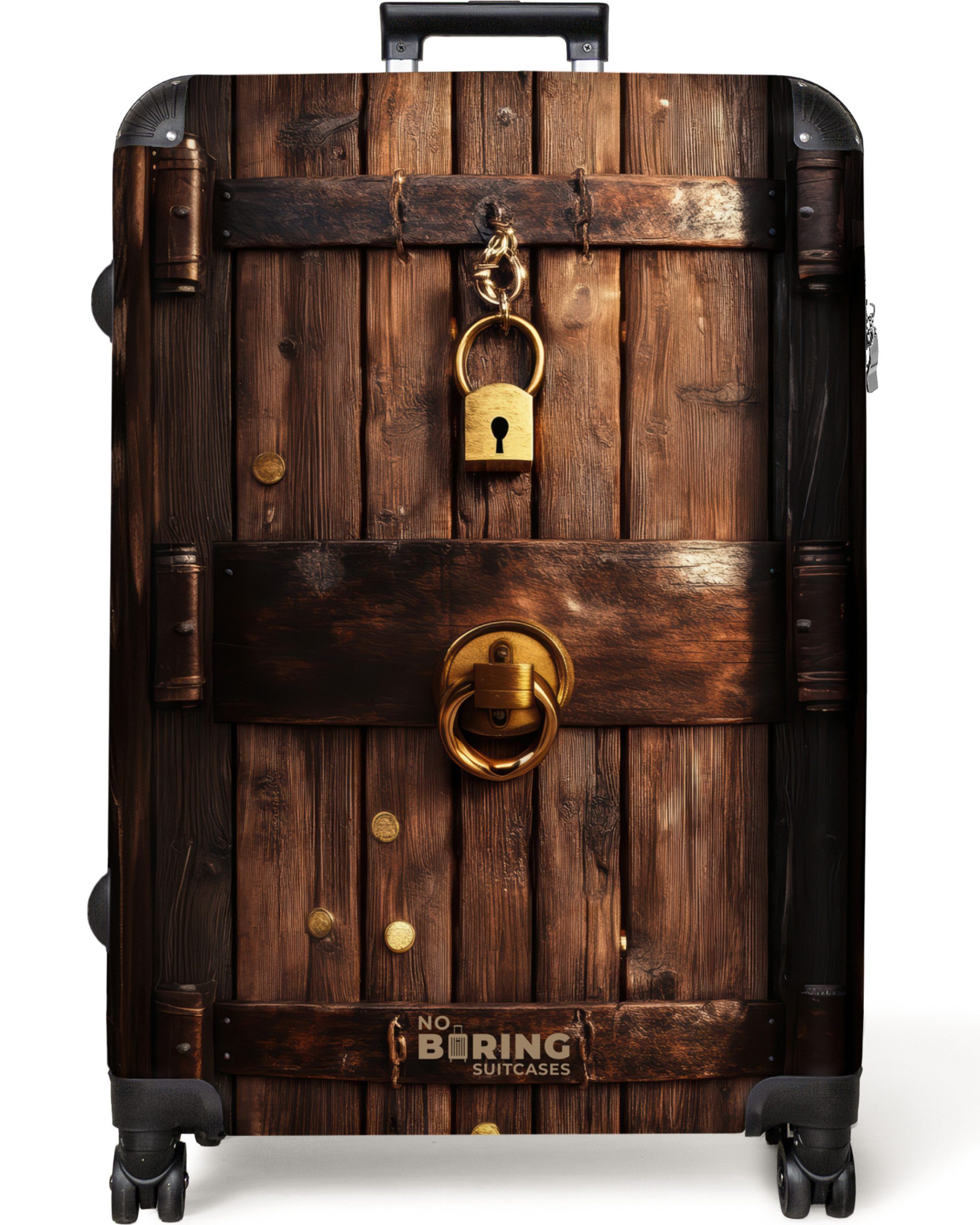 NoBoringSuitcases.com© Hartschalen-Trolley Goldschatz hinter Holztür verste günstig online kaufen