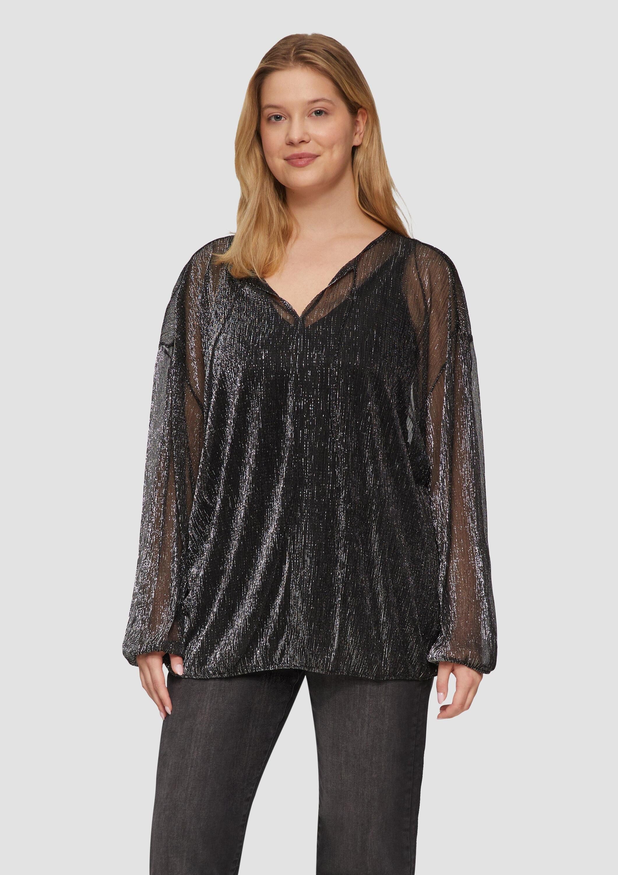 s.Oliver Langarmbluse Bluse Transparente Meshbluse mit Glitzergarn und über günstig online kaufen