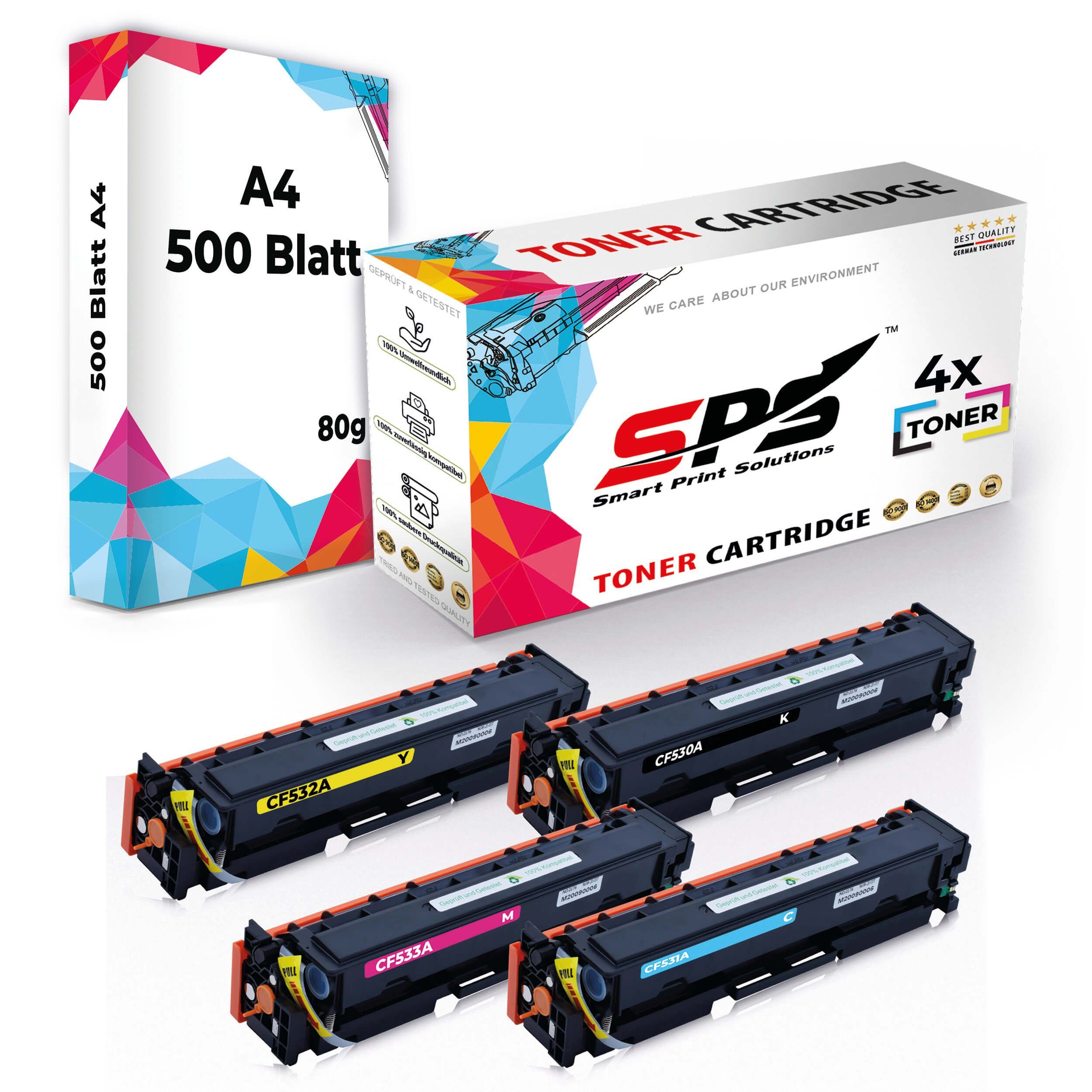 SPS Tonerkartusche Kompatibel für HP Color Laserjet Pro MFP M180N, (4er Pack + A4 Papier, 4x Toner(1 x Schwarz1x Cyan, 1x Magenta, 1x Gelb)