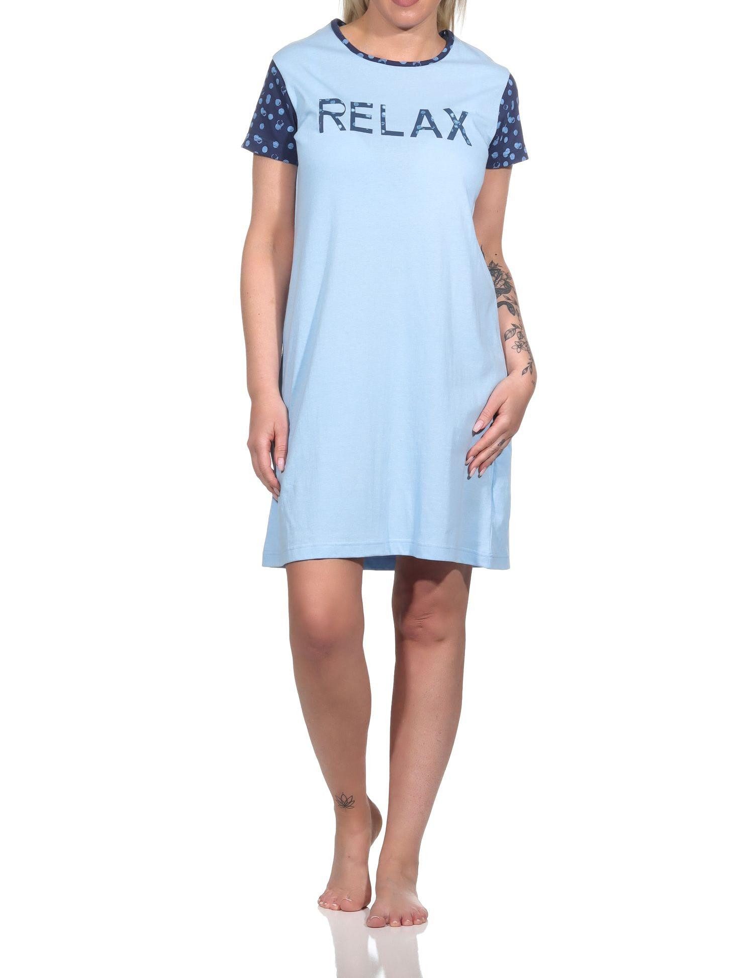 RELAX by Normann Nachthemd Kurzarm Damen Nachthemd im Casual Look - 122 10 757