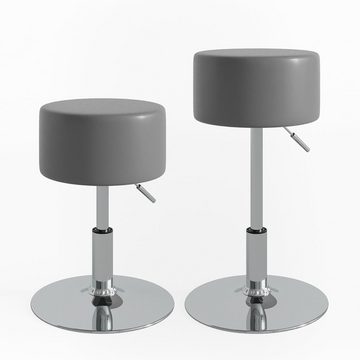 Vicco Sitzhocker Schminkhocker Höhenverstellbar Grau mit Griff (Einzelartikel), 360° drehbare Sitzfläche