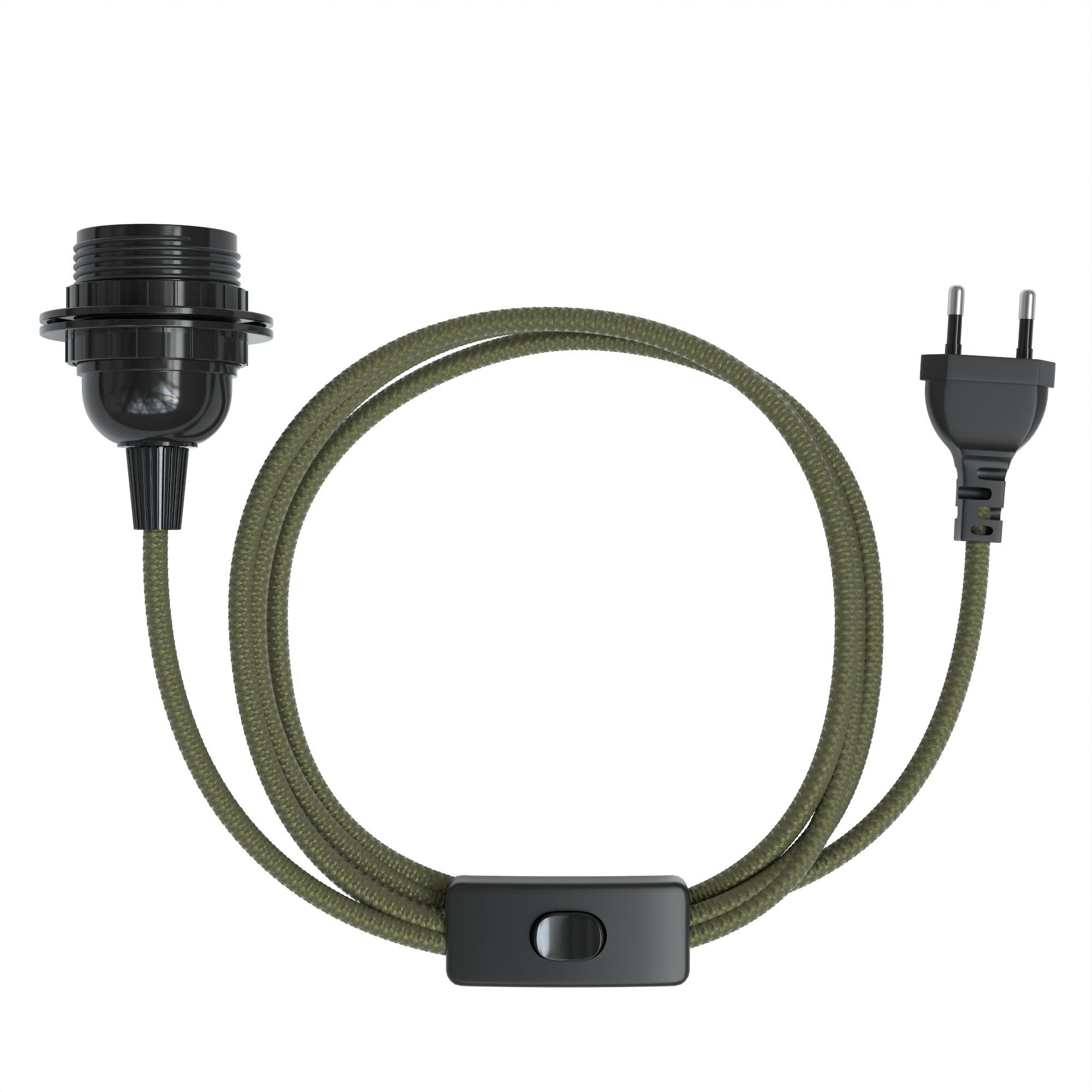 EAZY CASE Lampenfassung 3x E27 Lampensockel 5m Kabel & Schalter DIY Lampen, (1-St), Dekoration Fassung E27 für Lampenschirm DIY Lampe Industial Look Grün