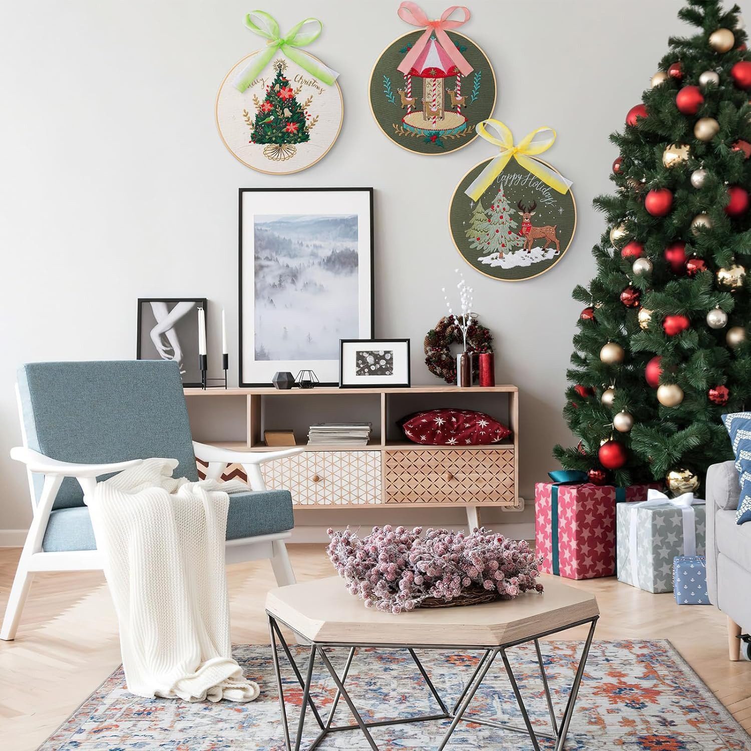 MOPUEA Hängedekoration Stickerei 4 Set Erwachsene Anfänger, Weihnachten Wei günstig online kaufen