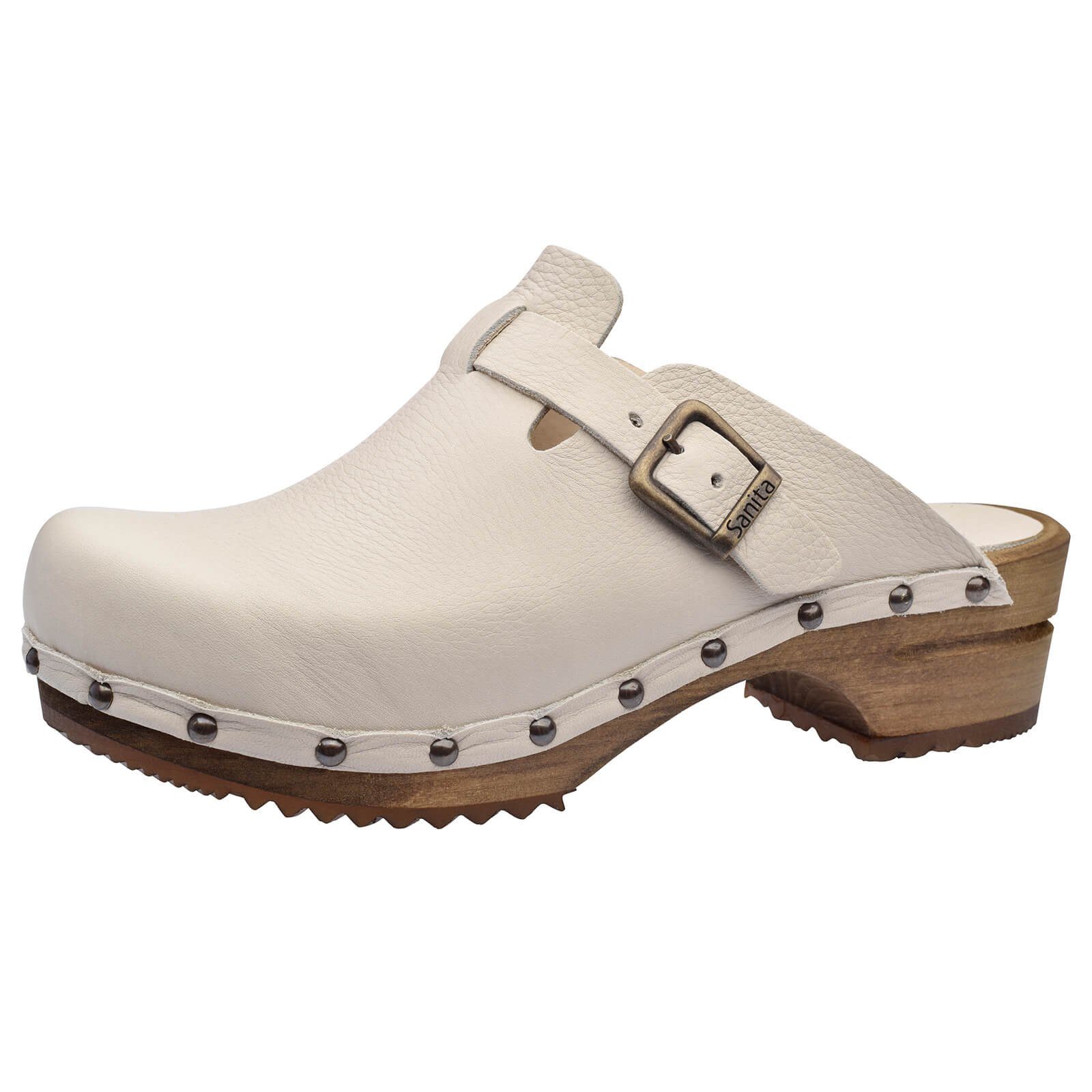 Sanita Wood-Kristel Open Clog White Sandale