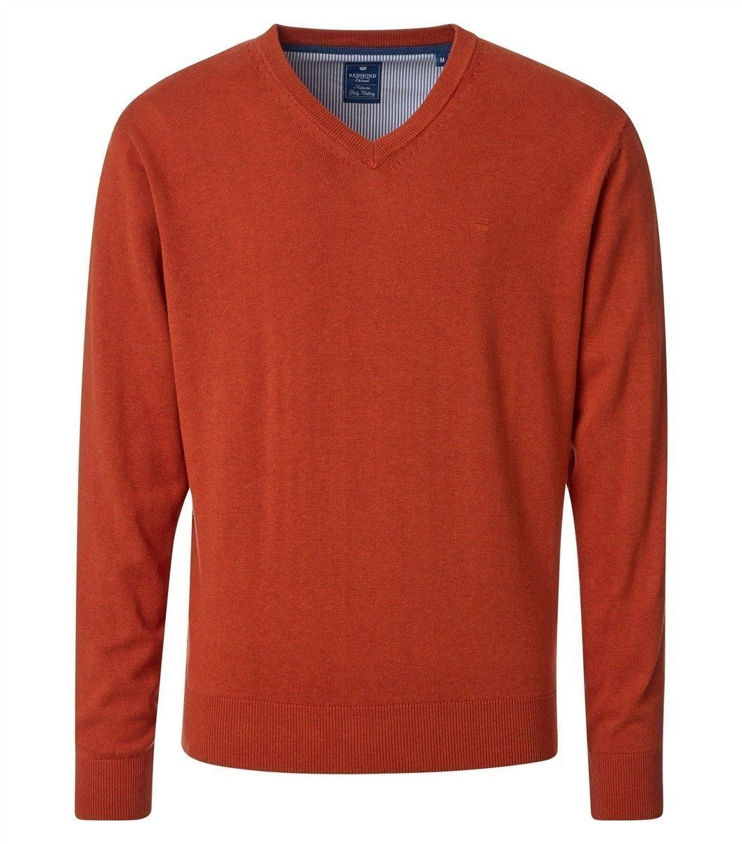Redmond V-Ausschnitt-Pullover REDMOND Casual Herren Pullover Langarm V-Neck Comfort Terra