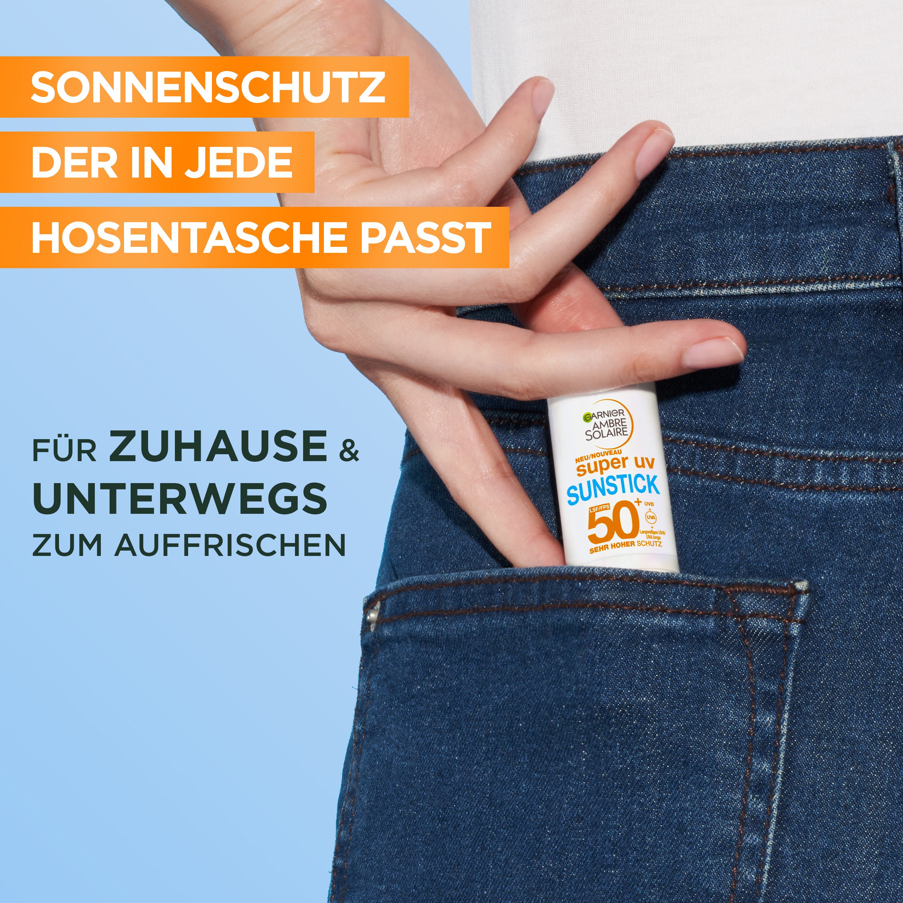 GARNIER After Sun Garnier Super UV Sunstick LSF 50+, Kompakte Größe, spendet Feuchtigkeit, nicht fettend und klebend.