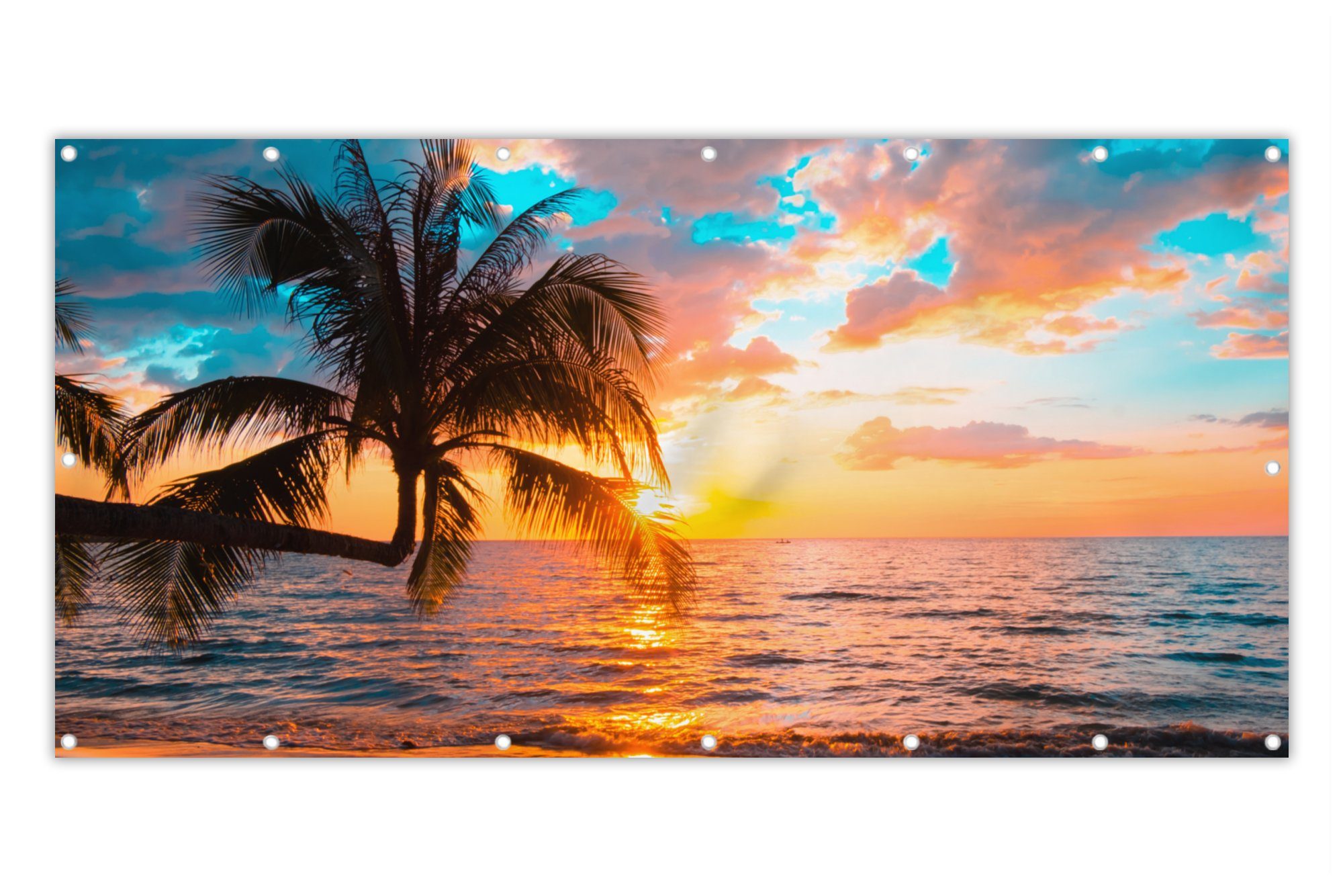 MuchoWow Balkonsichtschutz »Palme - Sonnenuntergang - Horizont - Strand ...