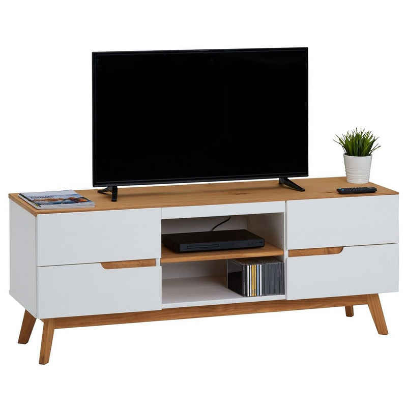 IDIMEX Lowboard TIBOR, Lowboard TV Hifi Möbel Fernsehschrank skandinavisch Kiefer massiv weiß