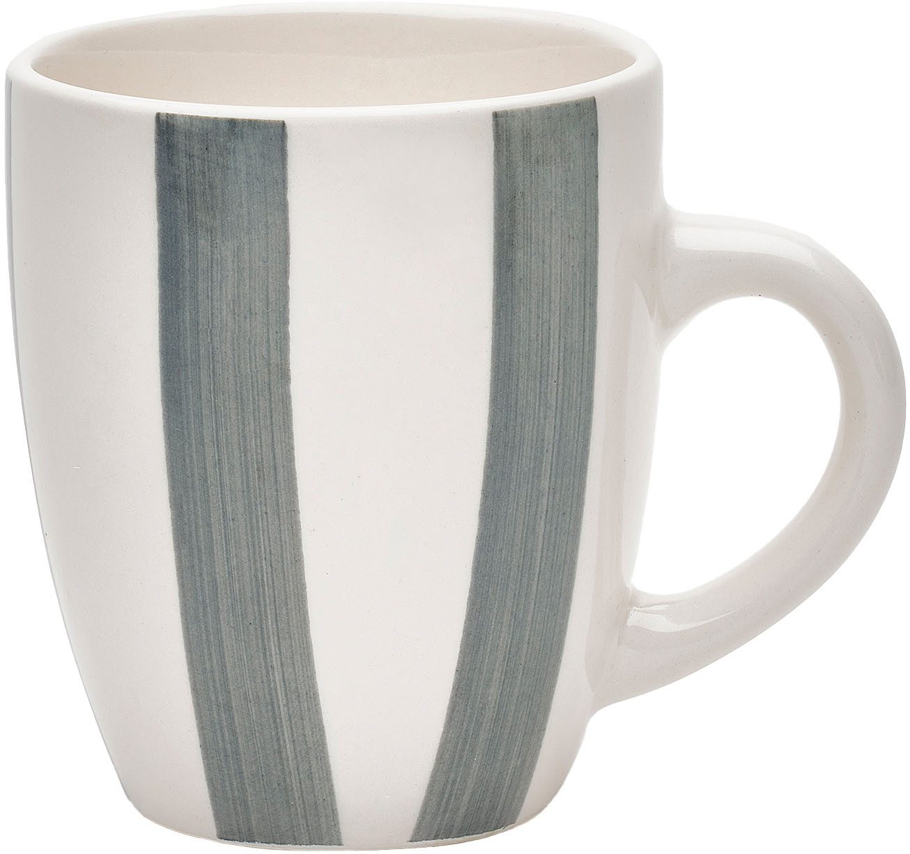 van Well Becher Kaffeebecher 360 ml Mallorca, 6 Stück, 6-tlg., Keramik, Streifenoptik, spülmaschinen- und mikrowellengeeignet