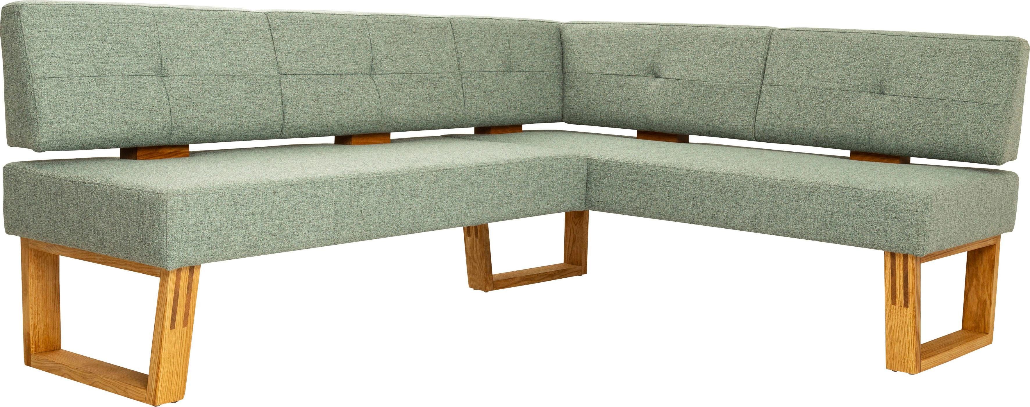 OTTO home Eckbank Ponza Polsterbank, Esszimmerbank, mit Massivholzgestell, Küchenbank in tollen Farben, Breite 201x161 cm