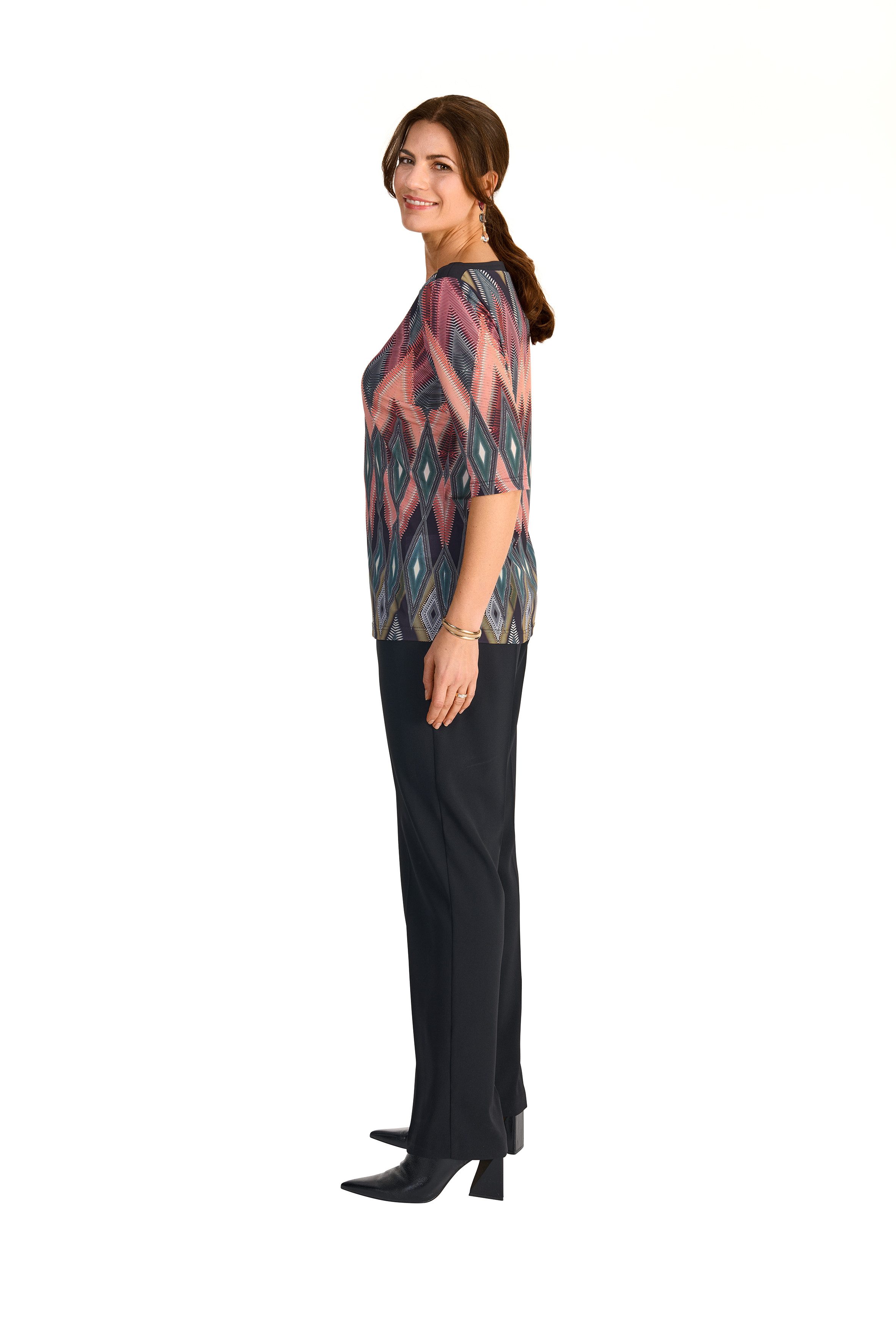 HERMANN LANGE Collection Kurzarmshirt mit grafischem Muster