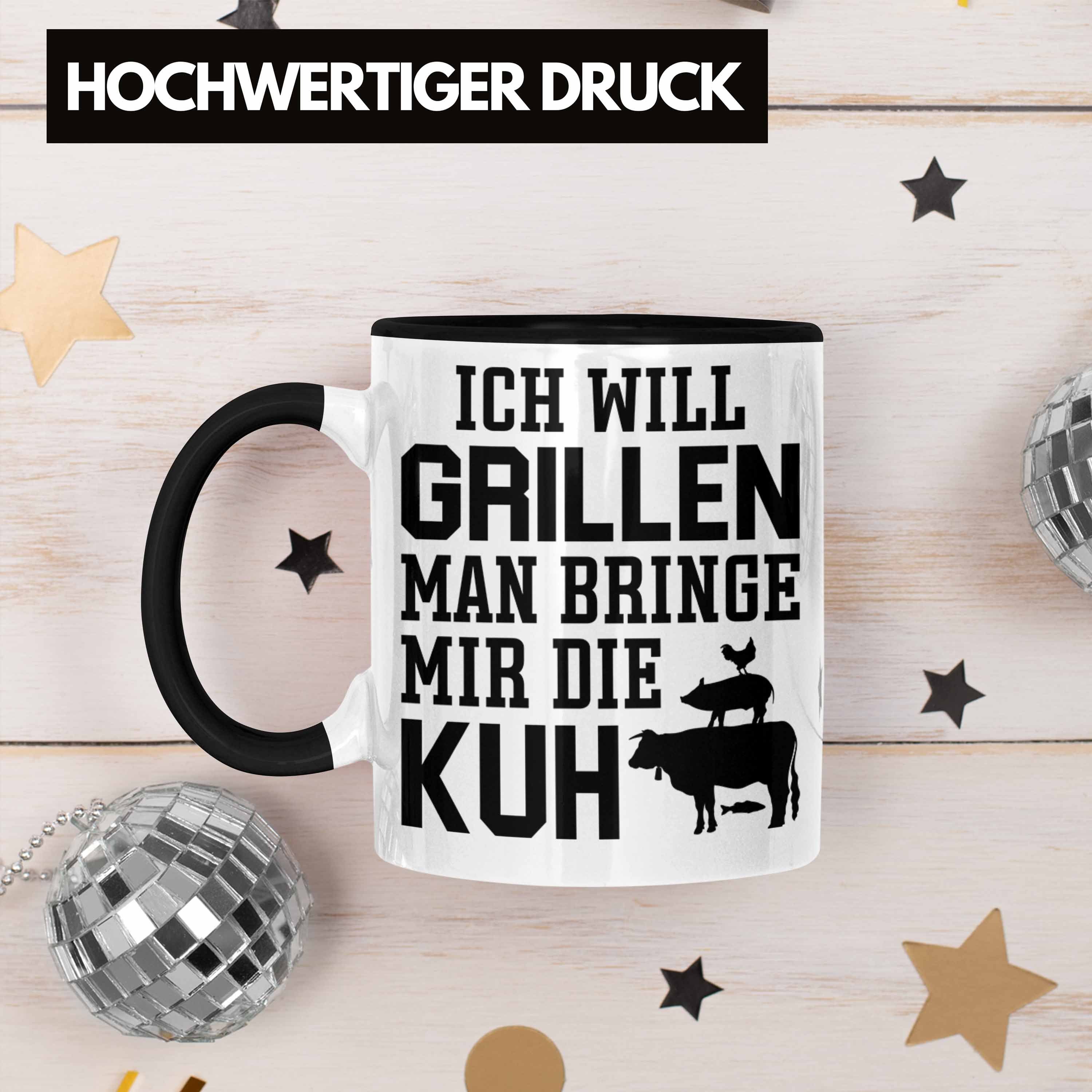 Trendation - Vater Männer Schwarz Grillen Tasse Geschenk Trendation Steak Tasse Geschenkidee Liebhaber Grill