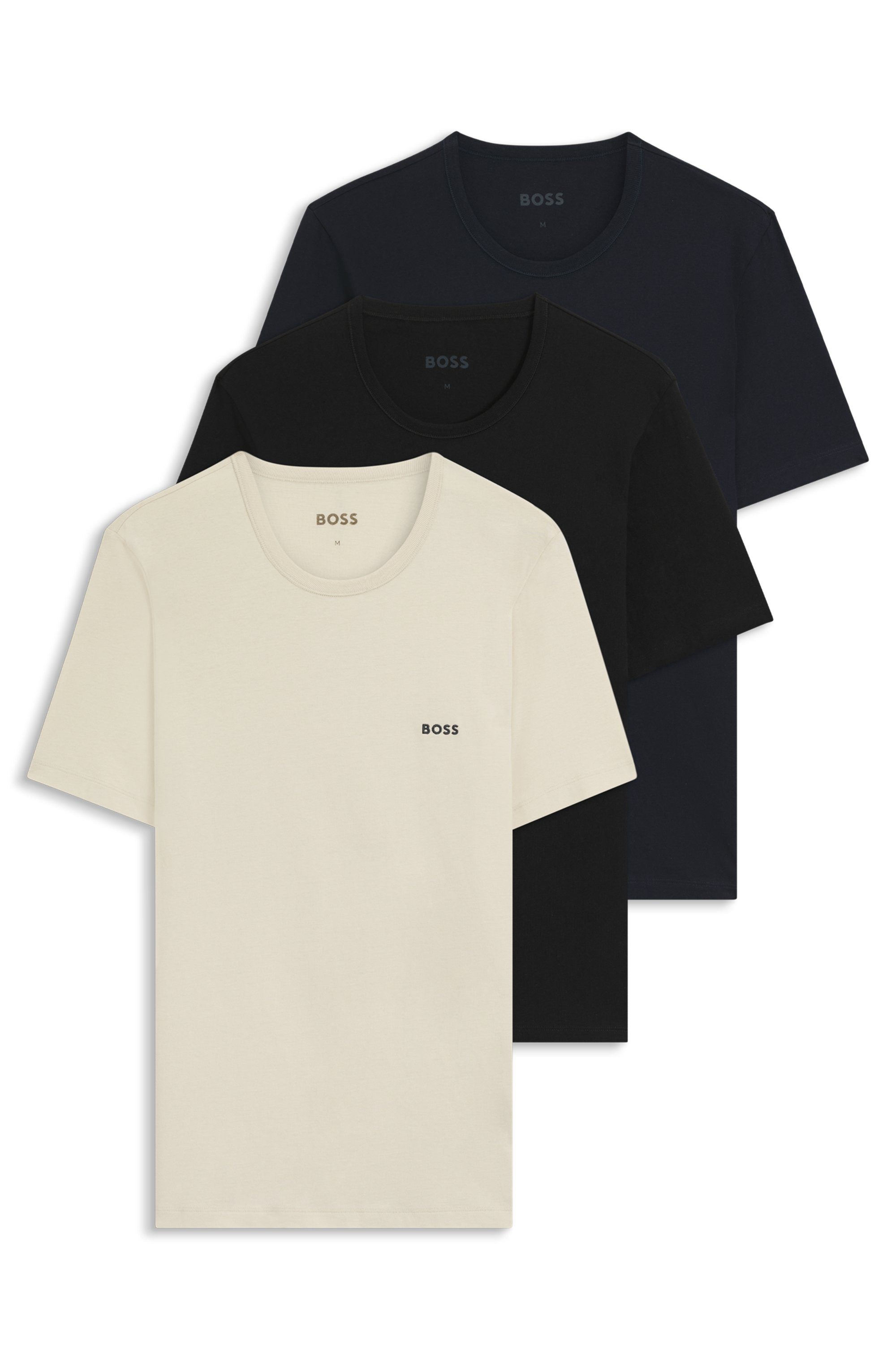 BOSS T-Shirt TShirtRN 3P Classic (Packung, 3-tlg) mit BOSS Stickerei günstig online kaufen