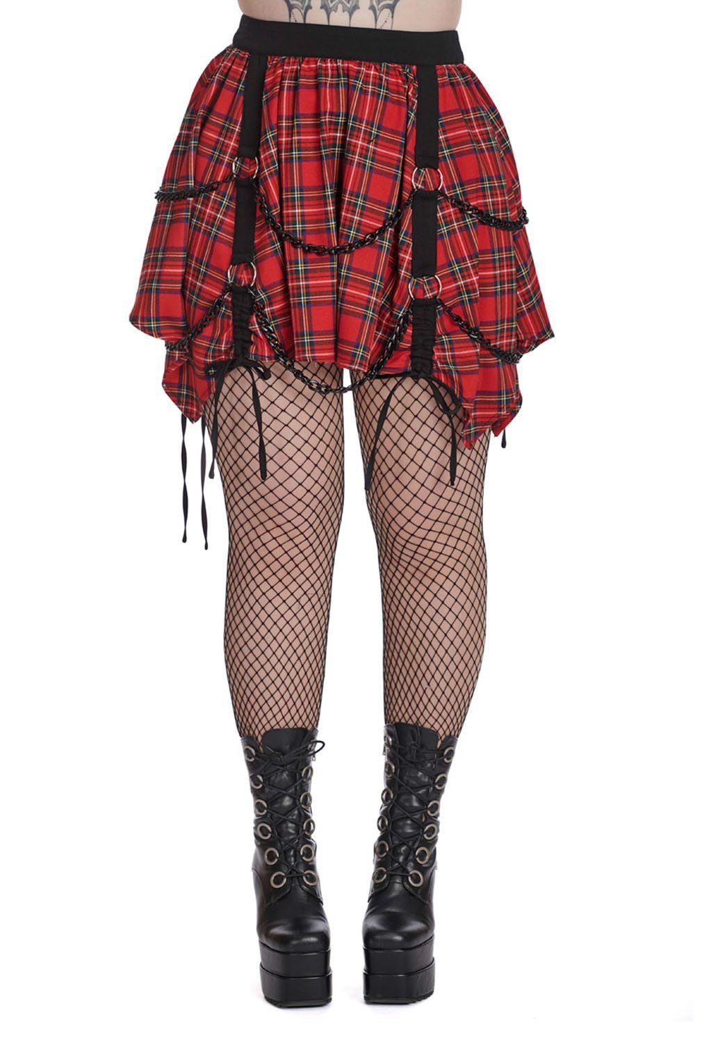 Banned A-Linien-Rock DIY Disturbance Tartan Punk Ketten Gothic Chain Skirt