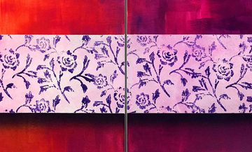 WandbilderXXL Gemälde Purple Roses 170 x 95 cm, Abstraktes Gemälde, handgemaltes Unikat