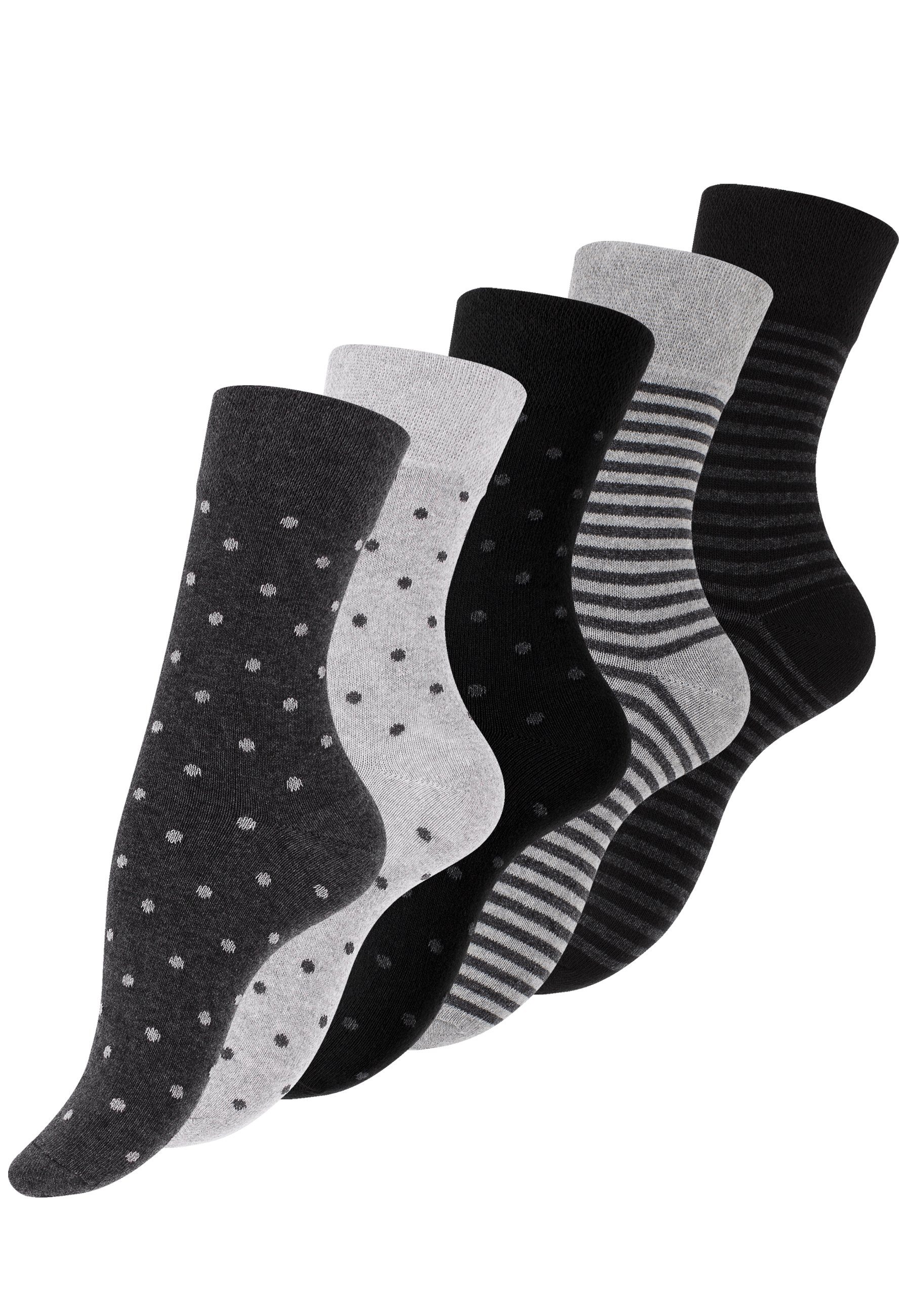Freizeitsocken Damen Socken Mehrfarbig Streifen Punkte