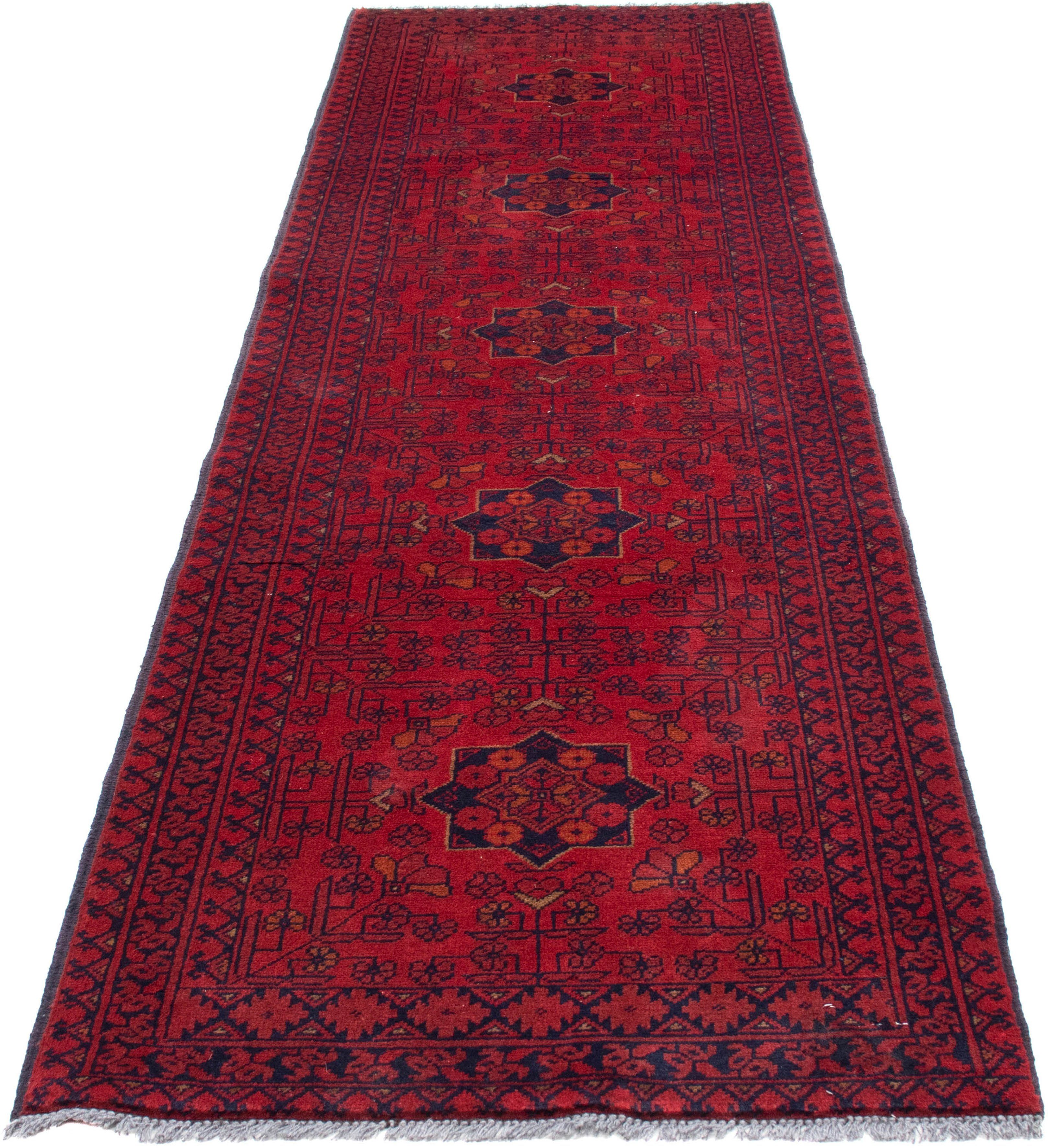 Orientteppich Afghan - Kunduz - 288 x 80 cm - dunkelrot, morgenland, rechteckig, Höhe: 7 mm, Wohnzimmer, Handgeknüpft, Einzelstück mit Zertifikat