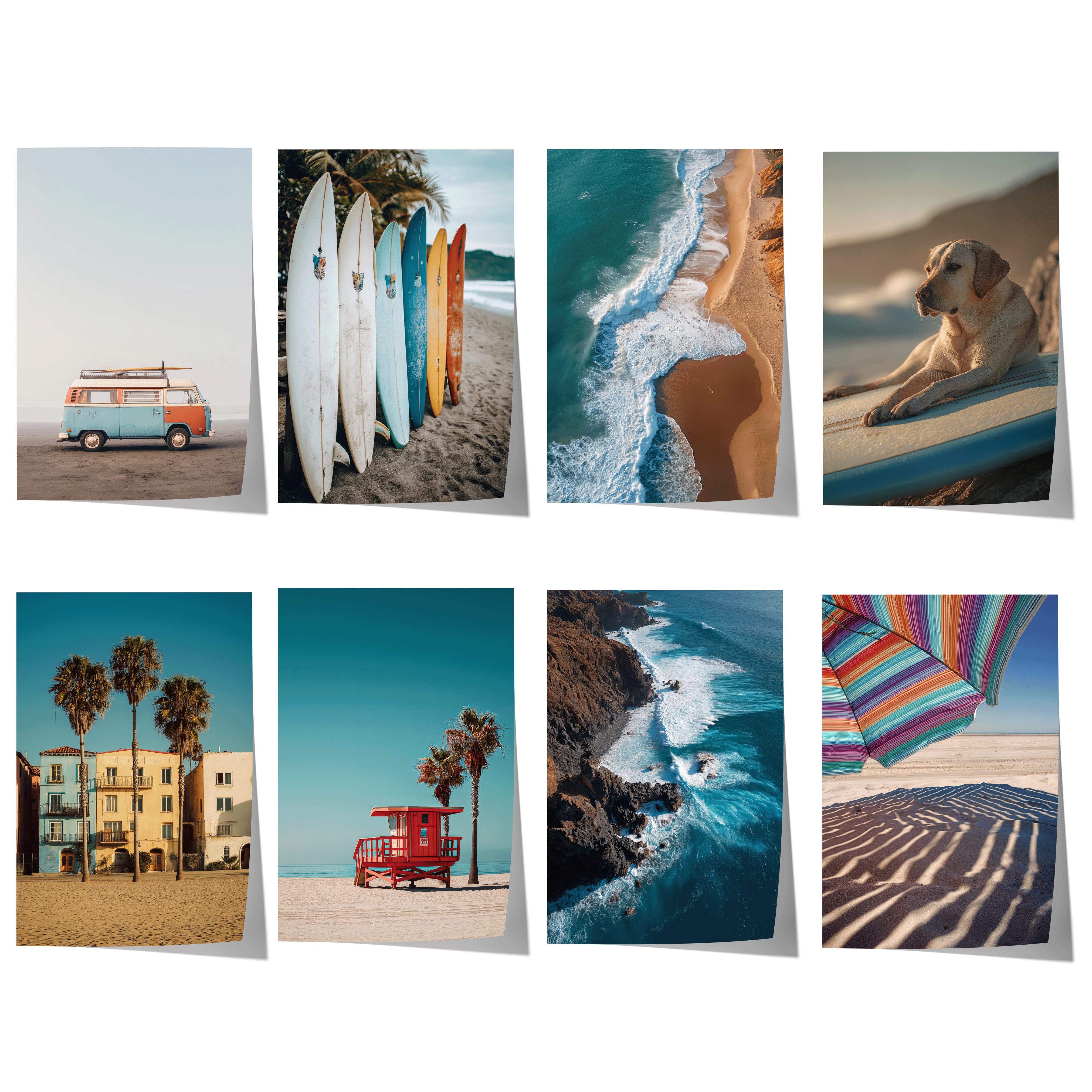 JUSTGOODMOOD Poster Strand Geschenkidee Strand Surfen Meer Fotografie Dekoprint ohne Rahme, B (1 St)