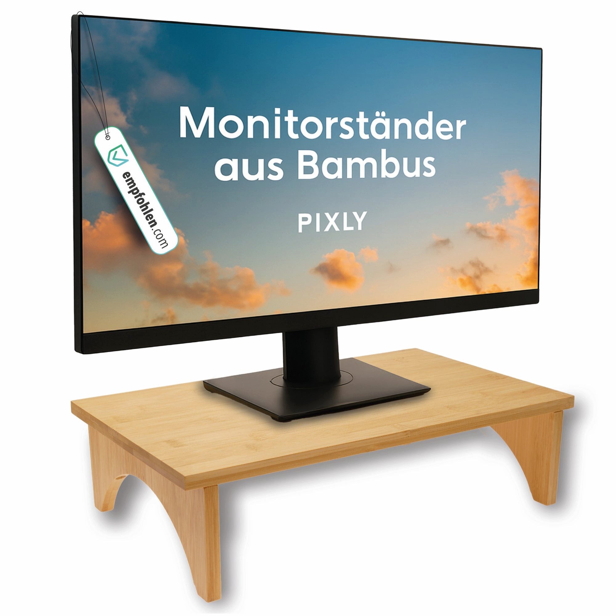 pixly Monitor-Halterung Ergonomischer Monitorständer 40 x 24 x 10,5 cm, (1-tlg., Platzsparender Laptop-Stand & Drucker-Erhöhung, ergonomische Monitorerhöhung, Bildschirm Tisch für Monitore bis 27)