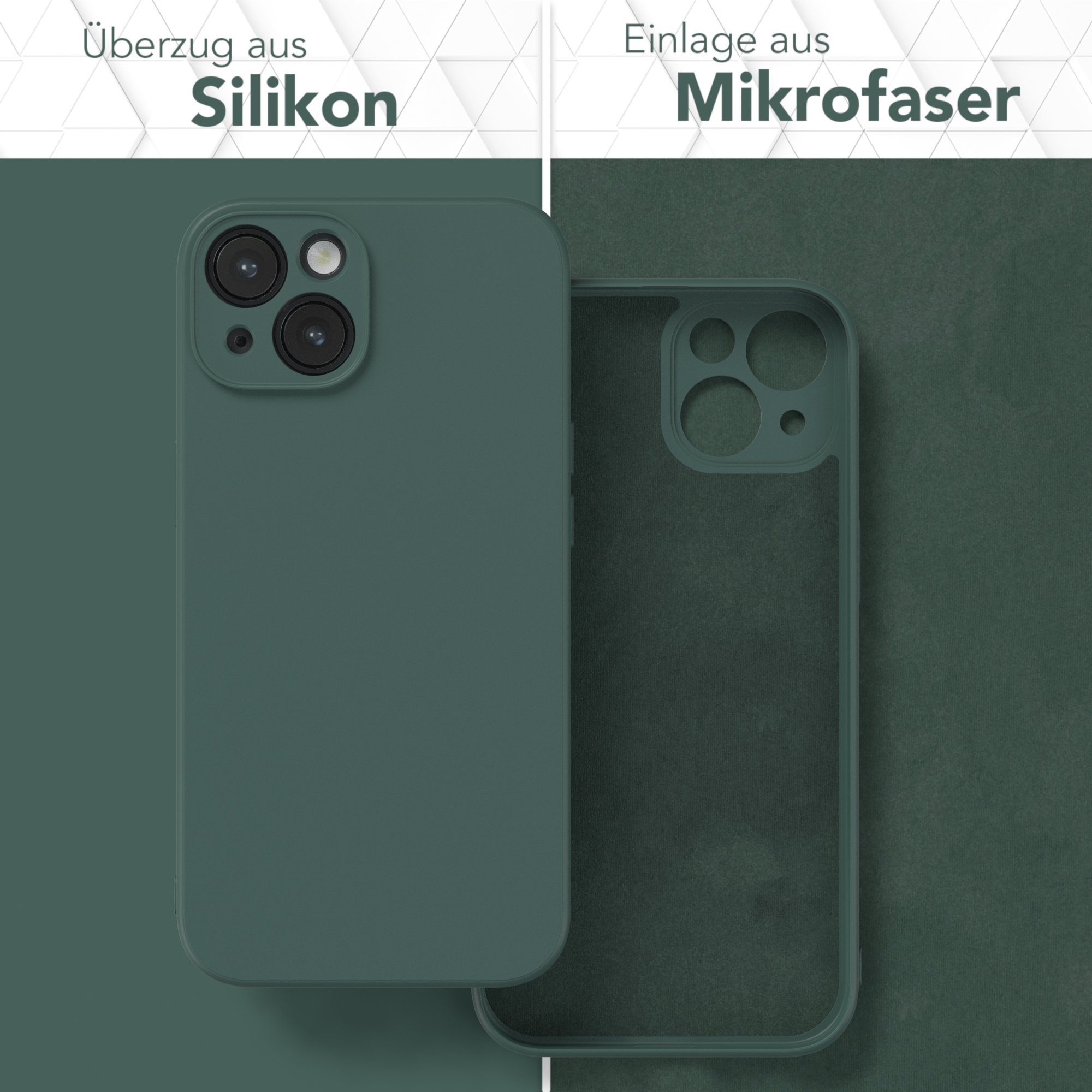 EAZY CASE Handyhülle für Apple iPhone 14 Hülle Silikon 6,1 Zoll, Silikon Schutzhülle mit Kameraschutz kratzfest bumper Grün / Nachtgrün – Bild 3 von 5