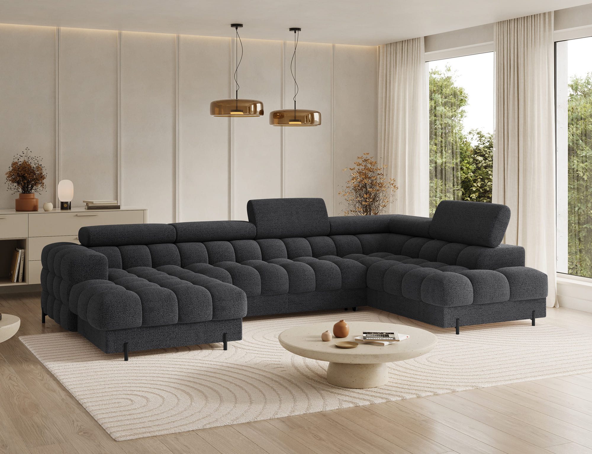 MOEBLO Ecksofa Vinca, Modernes U-Form Sofa mit Schlaffunktion, großem Staur günstig online kaufen