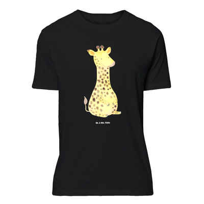 Mr. & Mrs. Panda T-Shirt Giraffe Zufrieden - Schwarz - Geschenk, Glück, T-Shirt mit Spruch, Sc (1-tlg)