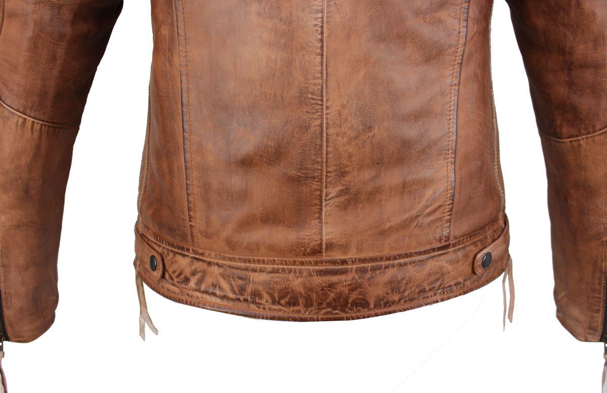 Alpha Speeds Motorradjacke - /Freizeit Damen Lammlederjacke Bikerjacke Highway 11 (mit einer abnehmbaren Kapuze) aus weichem Lammleder, inklusive einsetzbarer Protektoren