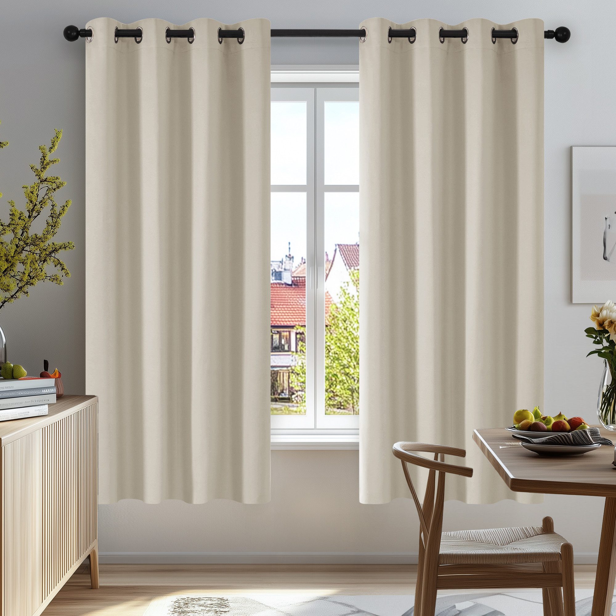 Deconovo Verdunkelungsvorhang Gardinen mit Ösen Blickdichte Vorhang Kälteschutz Schlafzimmer 2er Set, Blackout Curtain einfarbig Thermo Vorhang Verdunkelung Wär – Bild 2 von 5