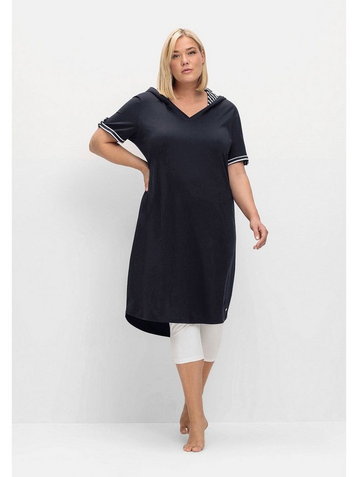 Sheego Shirtkleid Große Größen mit Kontrastdetails und längerem Rücken