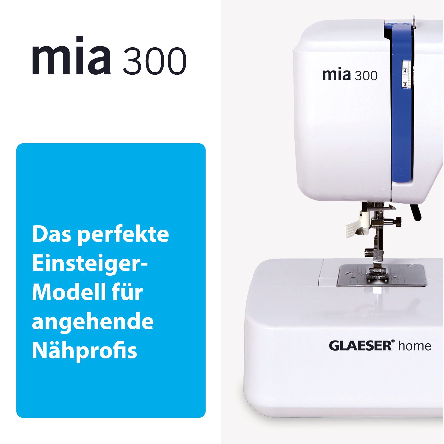 GLAESER home Nähmaschine Nähmaschine easy GLAESER® home mia 300 inkl. Anschiebetisch, 24 Programme – Bild 4 von 5
