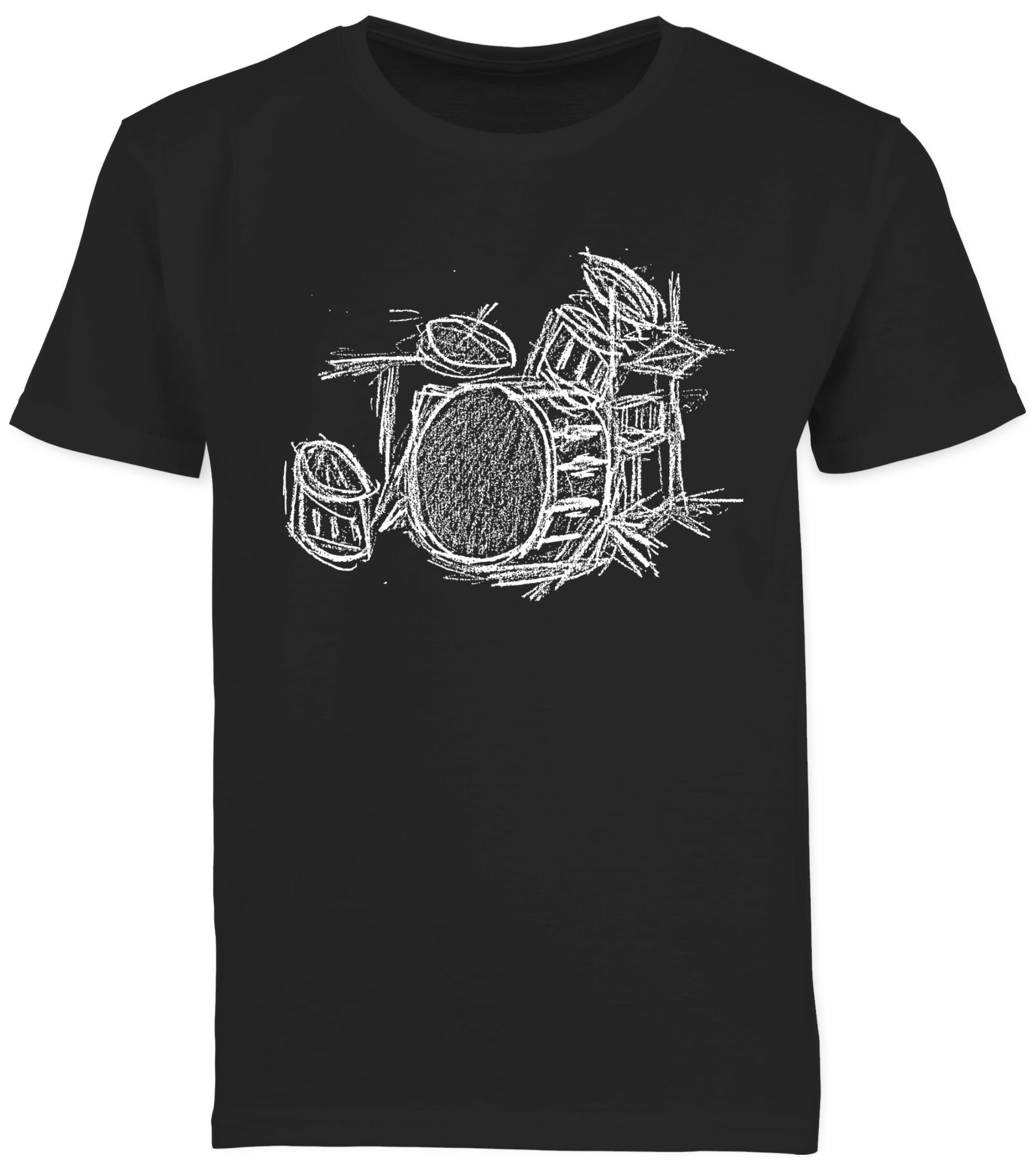 Shirtracer T-Shirt Schlagzeug - Kreidezeichnung (1-tlg) Music