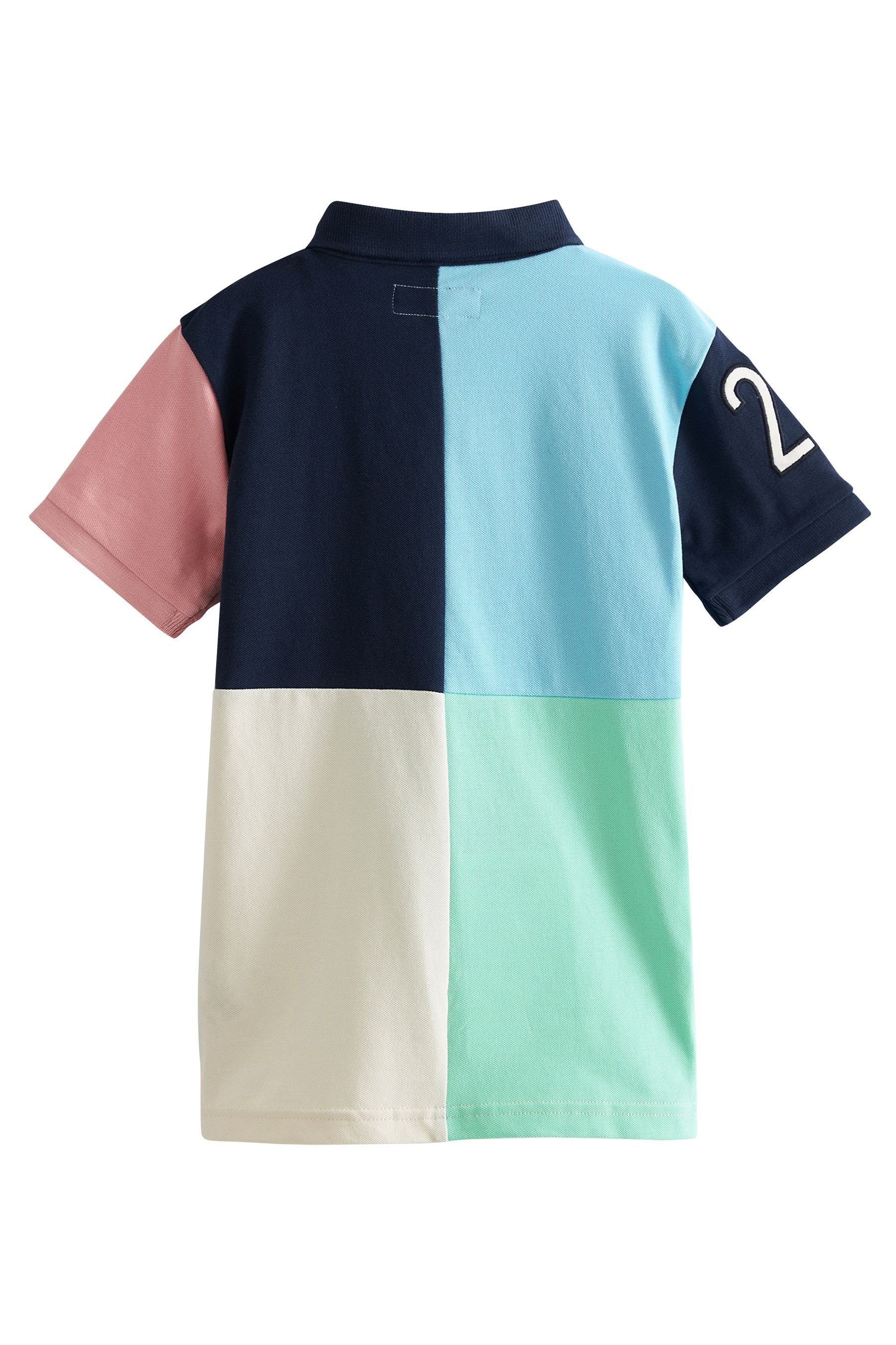 Poloshirt mit Next (1-tlg) Pastel Polo-Shirt Kurzärmeliges Blockfarben Harlequin